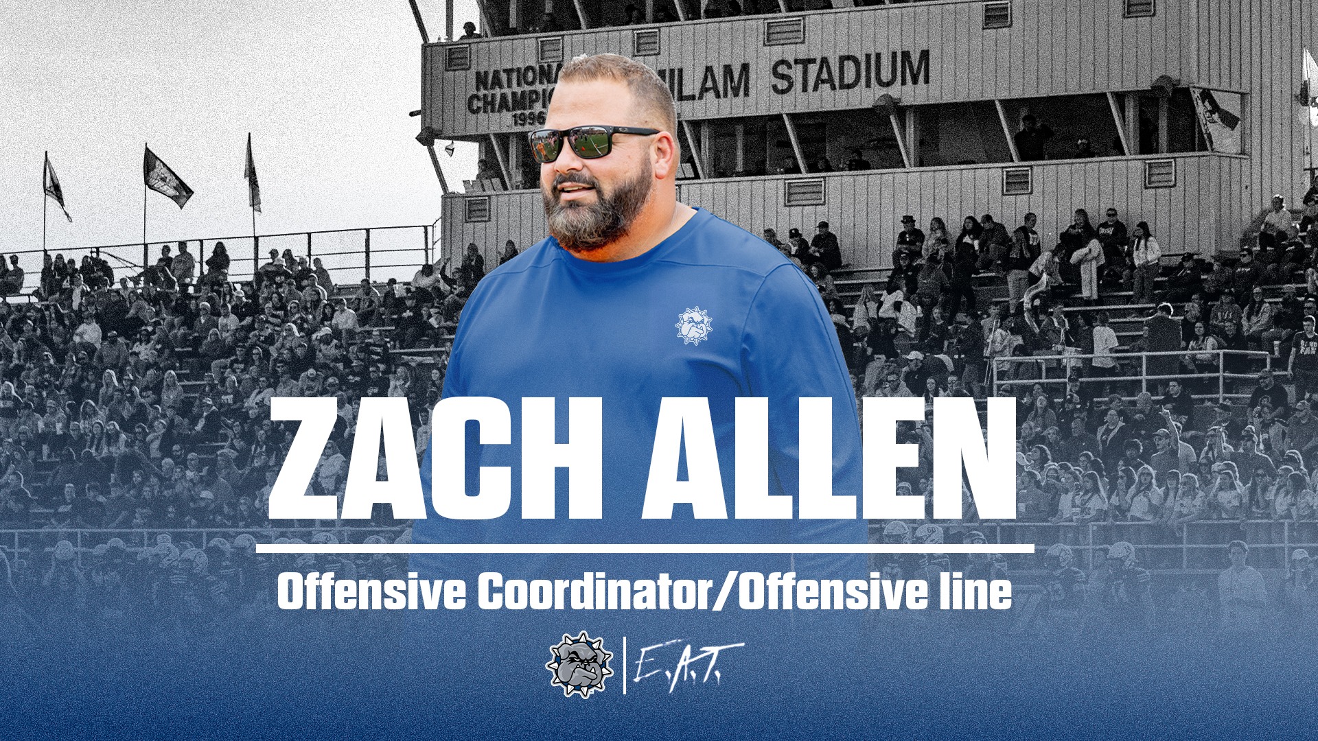 Zach Allen graphic announcing him as the new offensive corrdinator