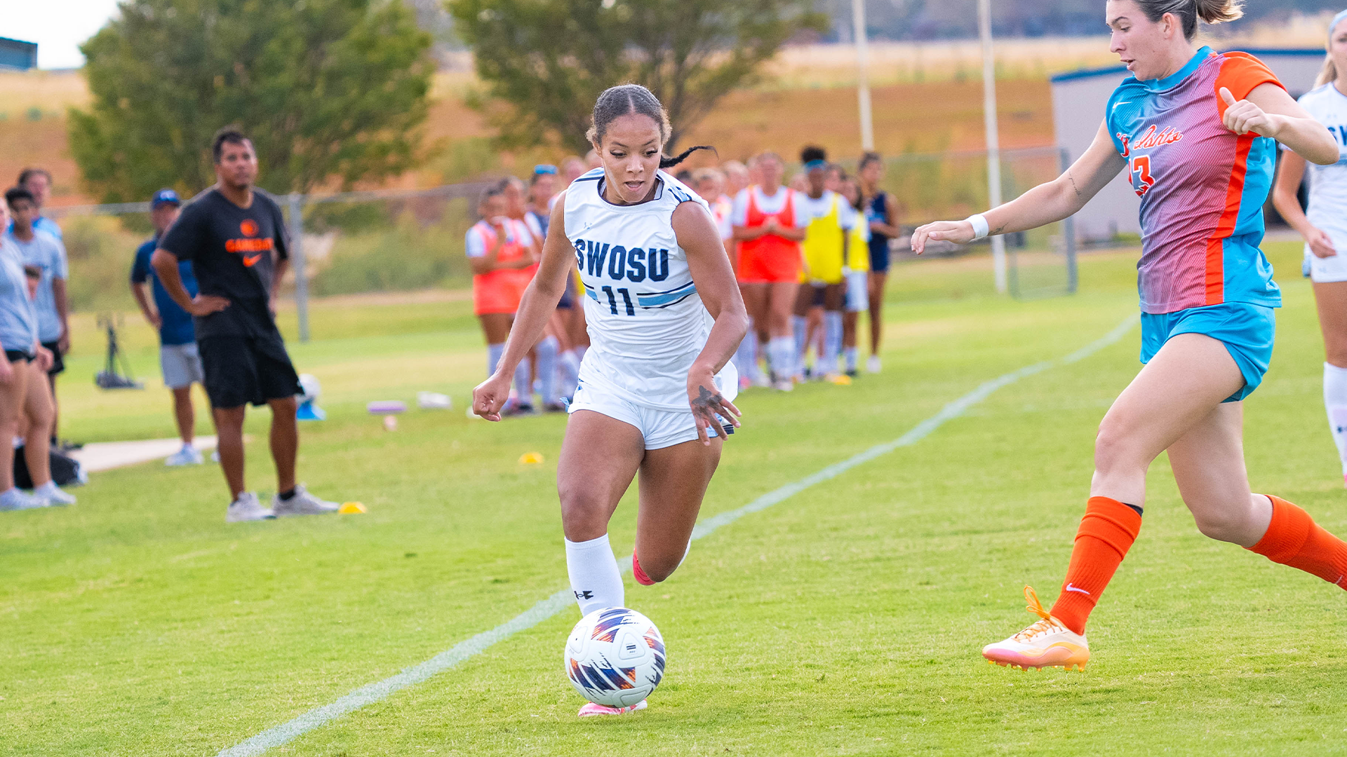 Raniya Cattina Dribbles past an ECU Defender