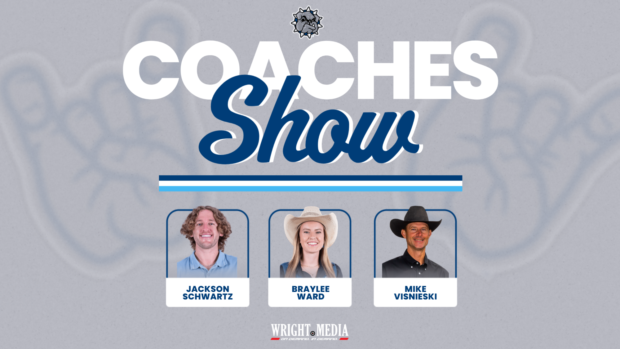 coaches show graphic featuring headshots of the guests. jackson shwartz, braylee ward, mike visnieski