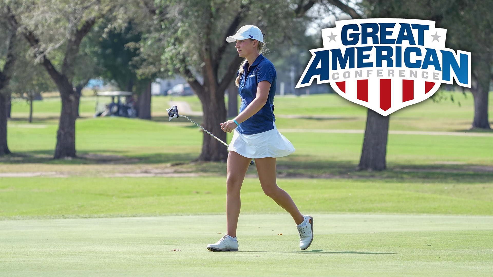 maria velilla GAC golfer of the week story photo. Her on the course with a GAC logo added onto the picture
