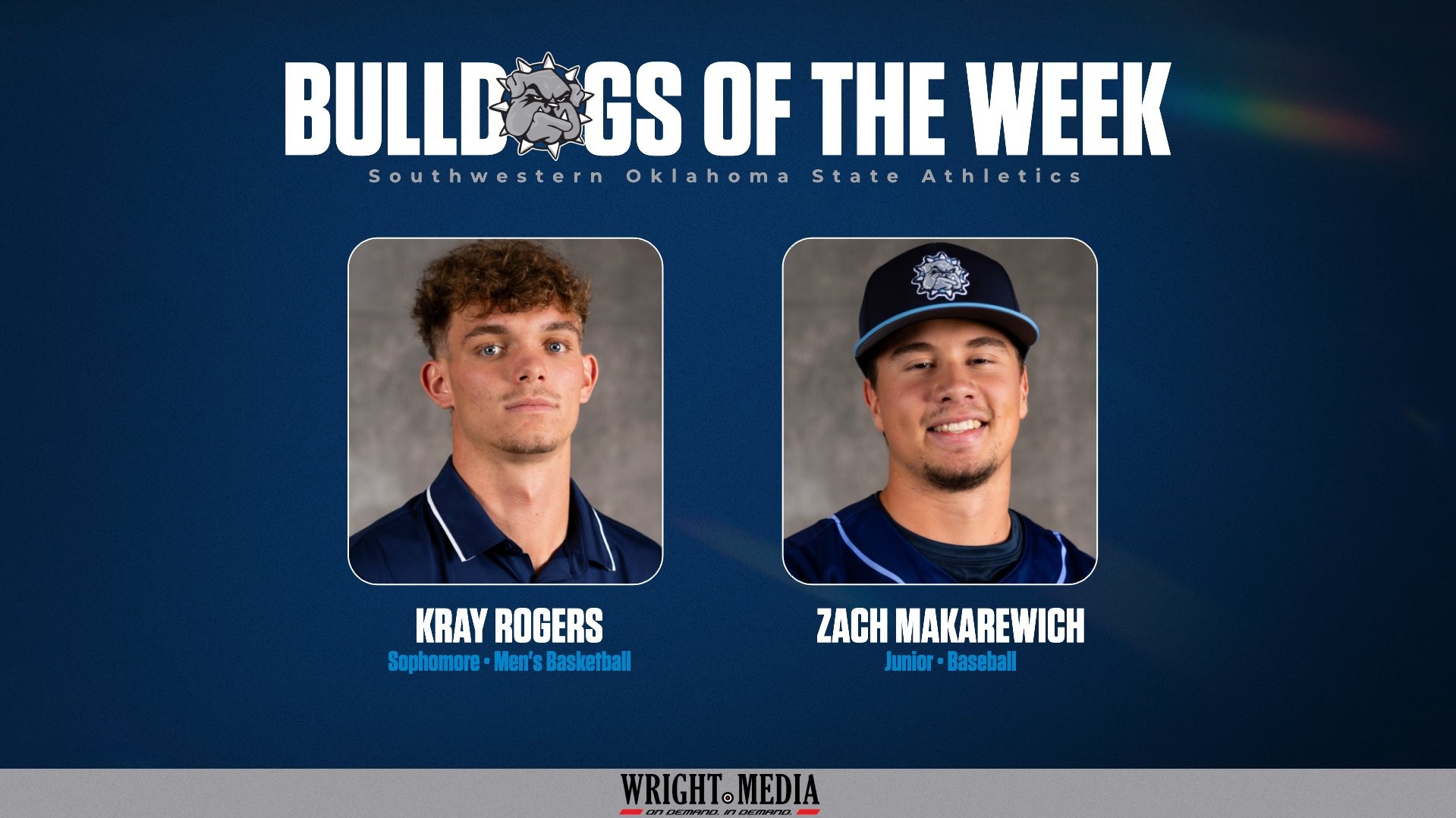 BOTW graphic showing headshots of kray rogers and zach makarewich