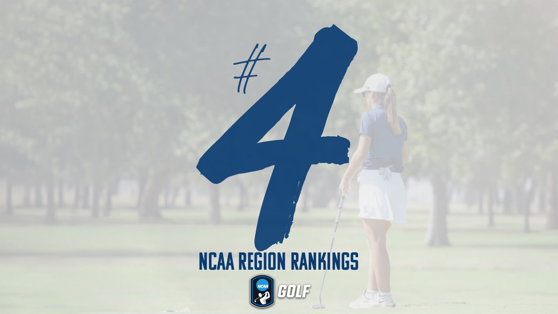 women's golf graphic displaying the #4, signifying their ranking in the released region poll