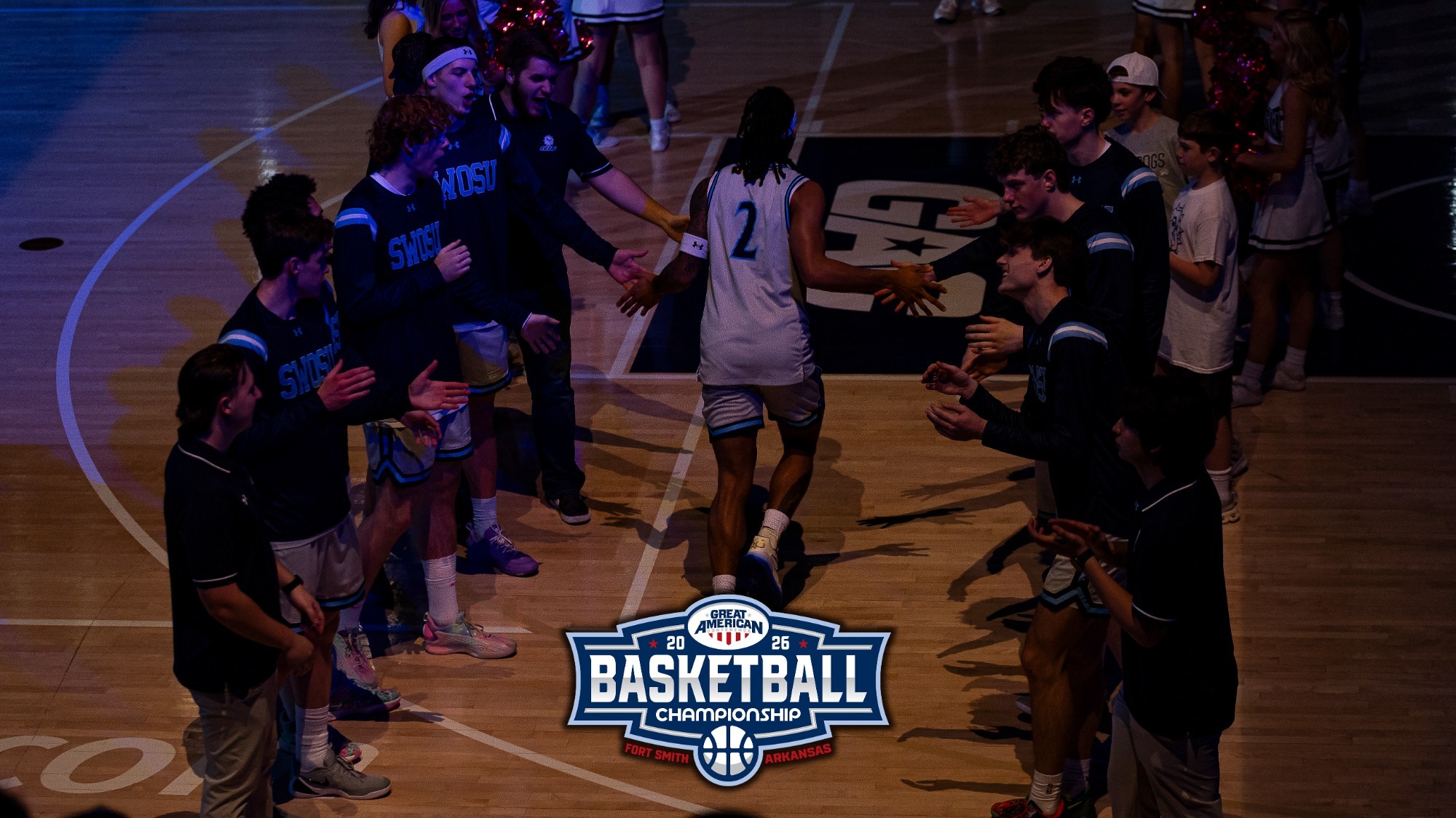 GAC Tournament preview cover photo-- shows Tobias Roland running out for starting lineups from behind with a GAC Tournament logo on it