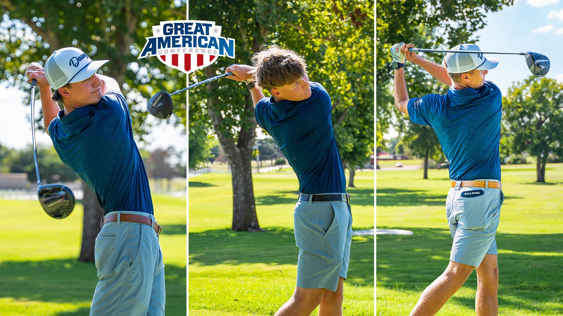 all-gac covery photo featuring the picture divided into thirds showing all three of the winners swinging a club: ben jackson, conrado diaz ermacora, and ryan carlisle v2