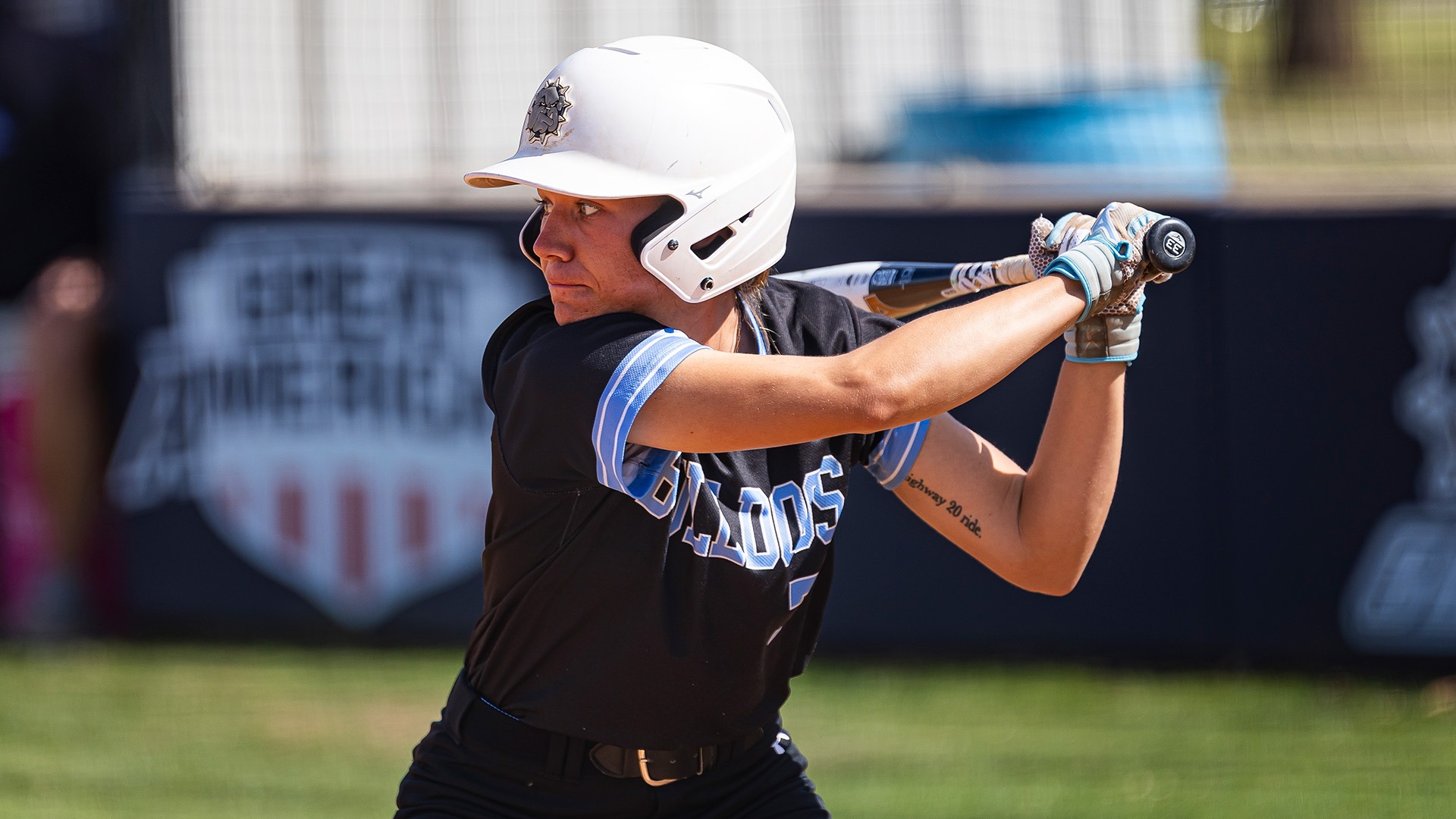 emily wedel gets ready for a pitch at the plate