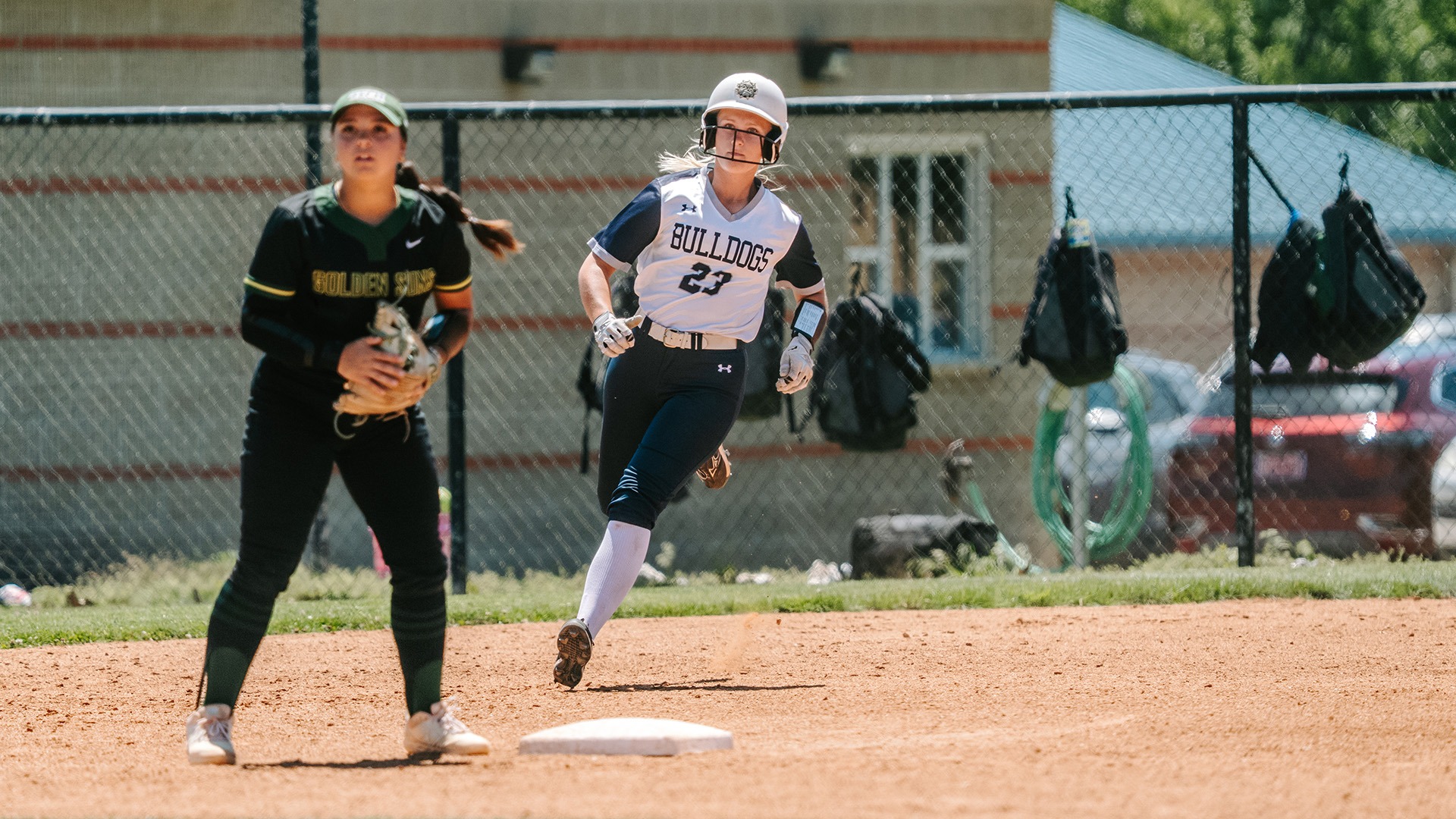 riley lusk runs to second base against arkansas tech