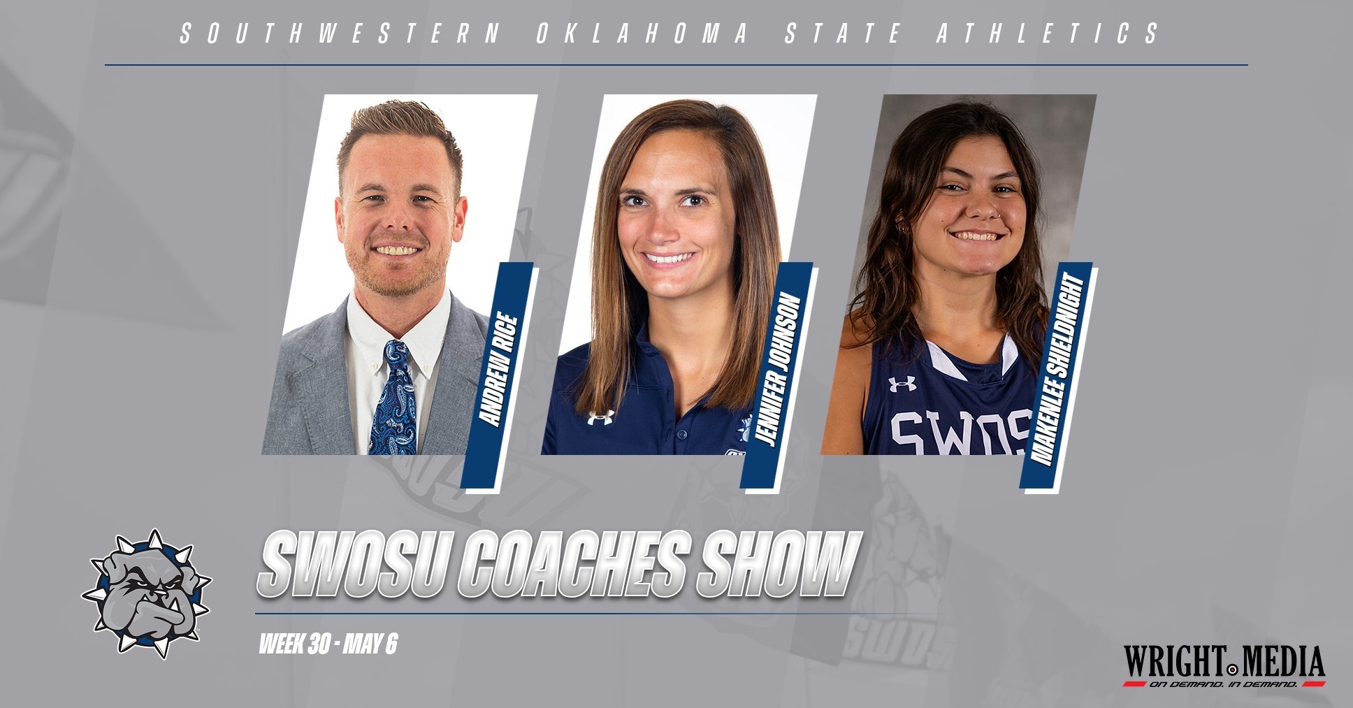 coaches show graphes featuring headshots of the three guests this week: Andrew Rice, Jennifer Johnson, & Makenlee Shieldnight