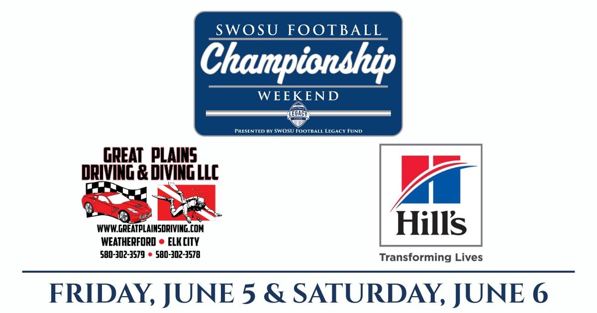 visual aid for SWOSU Championship Weekend showing sponsor logos of the event