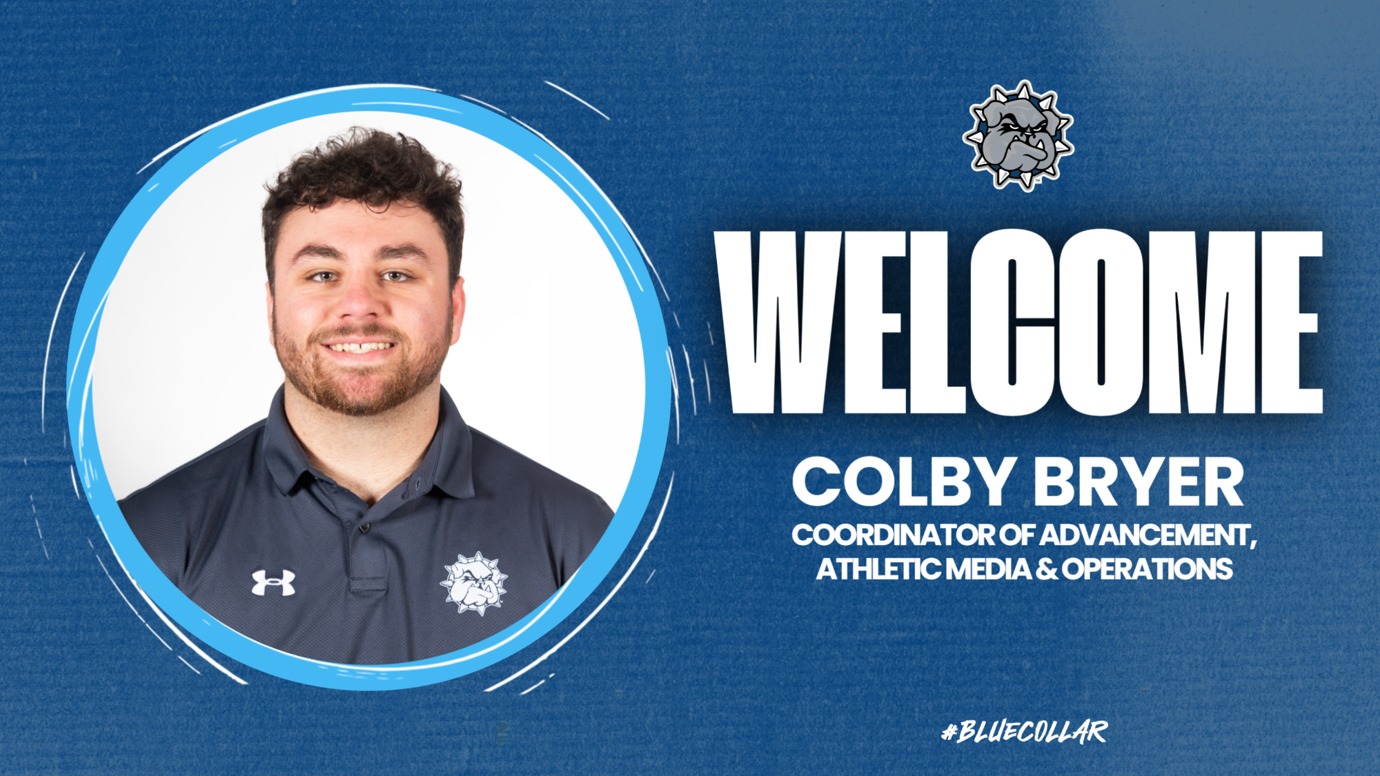 colby bryer hired graphic featuring his headshot and a welcome text