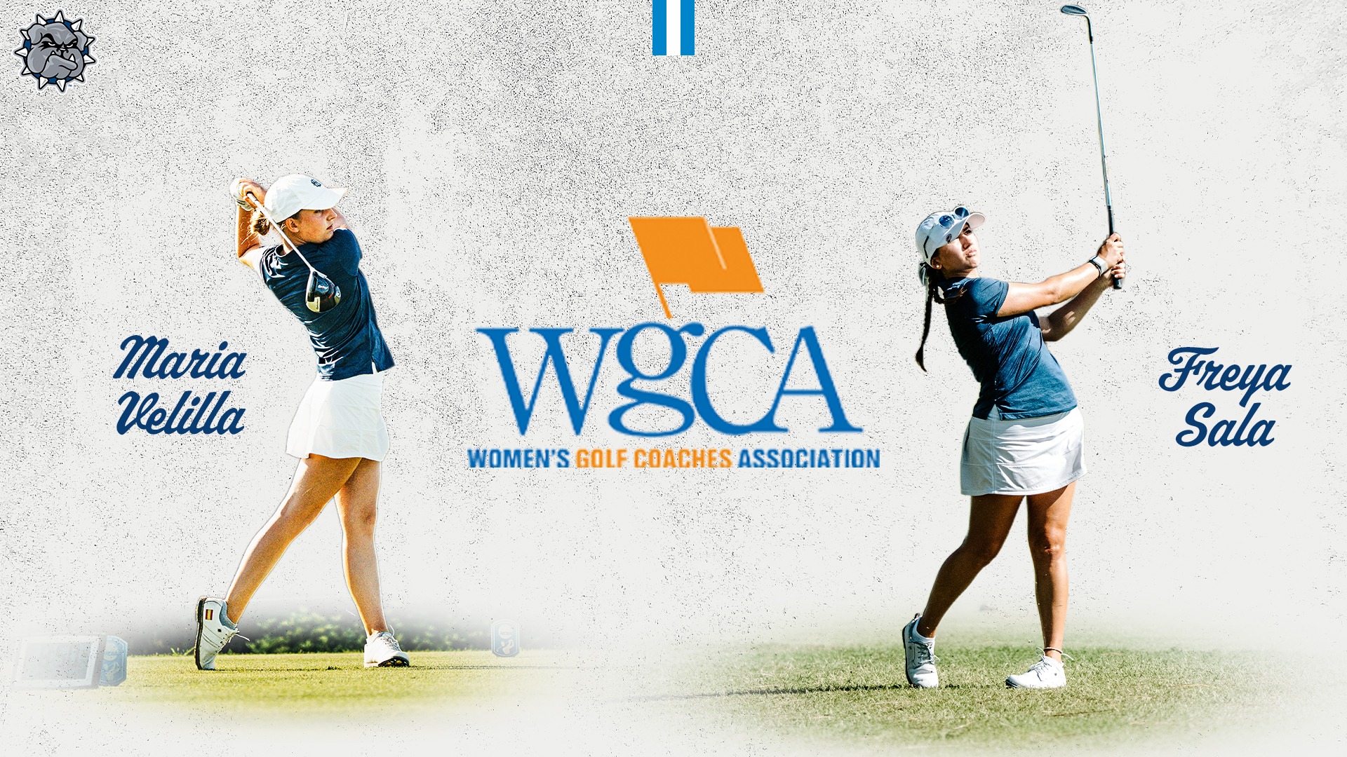 Grahphic with Maria Velilla and Freya Sala featured who are All-American and All-Region winners from the WGCA