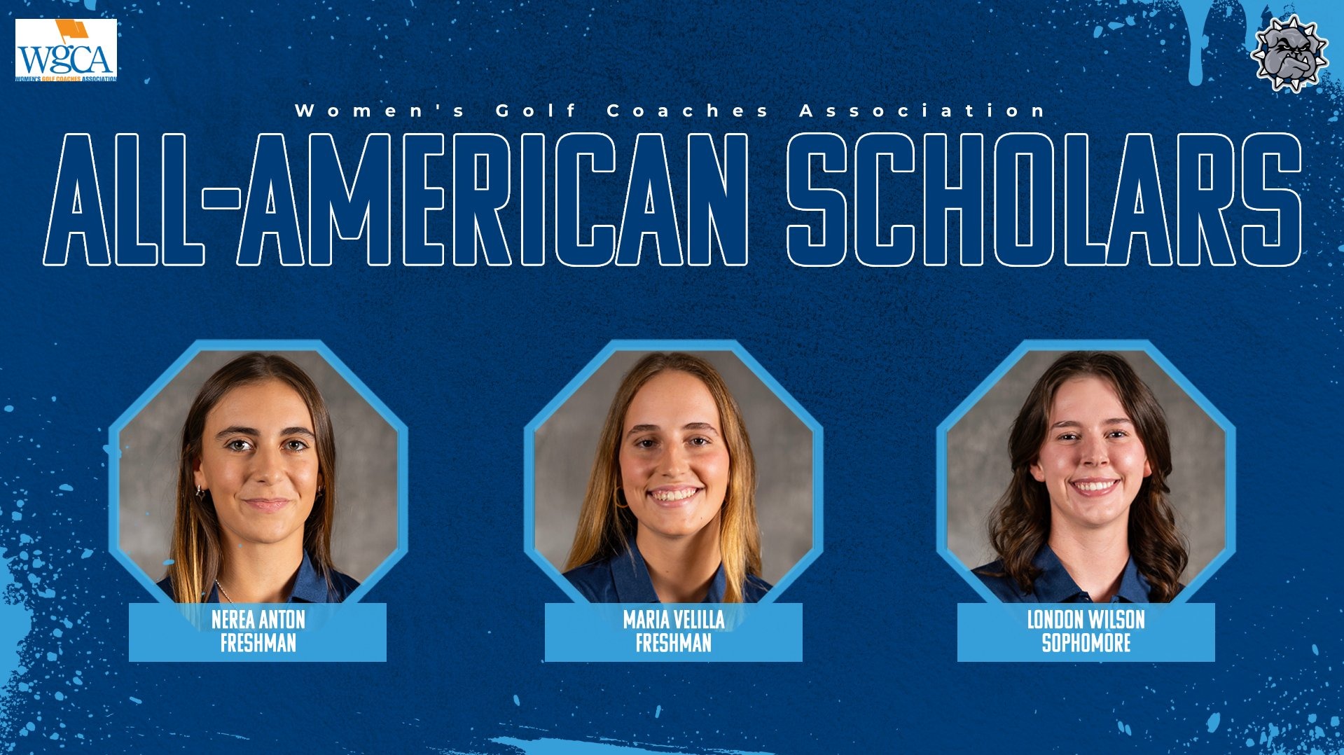 all american scholar graphic showing headshots of the three winners