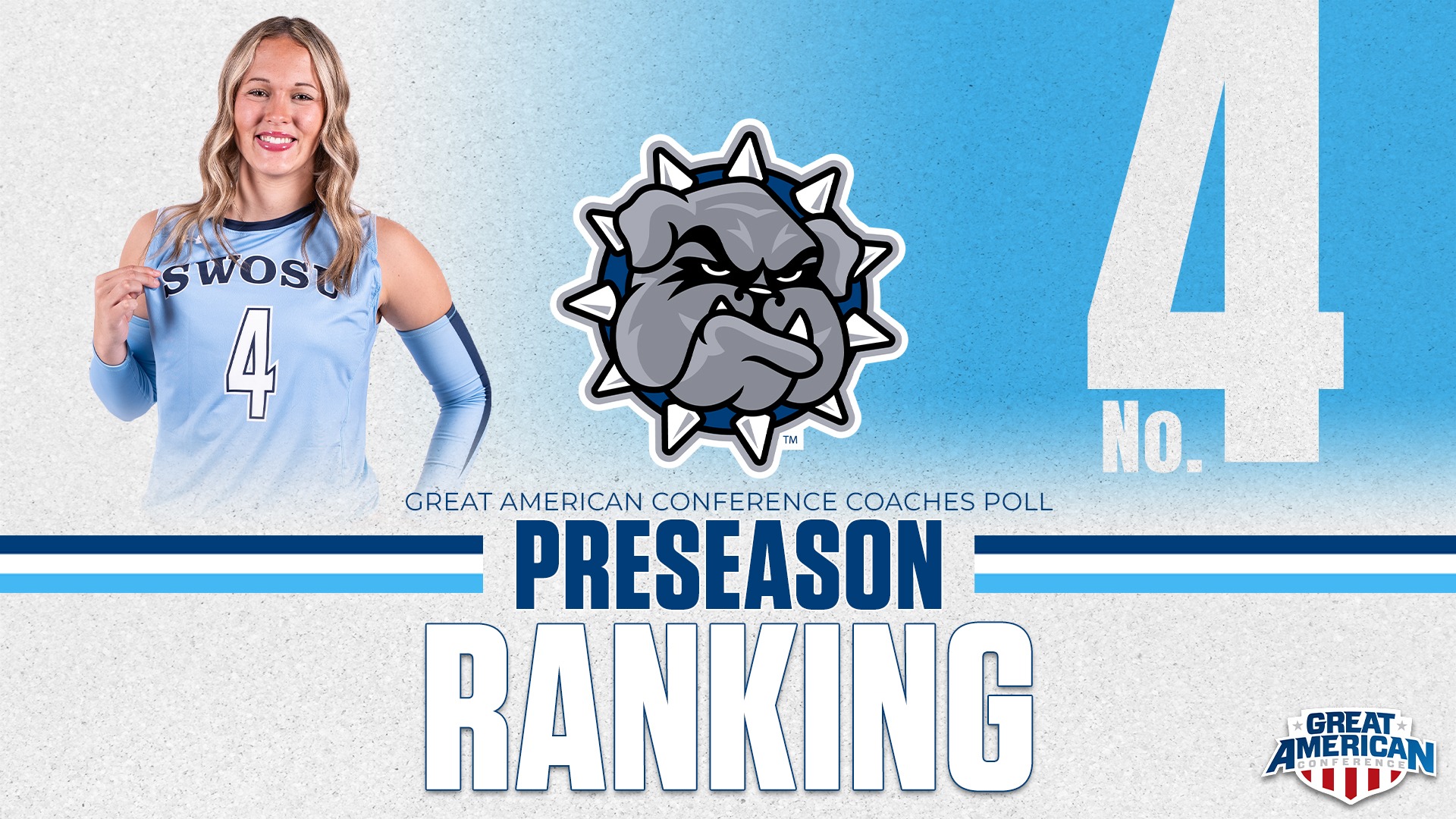 Volleyball Graphic Showing Their Fourth Place Ranking in the Annual Preseason Poll
