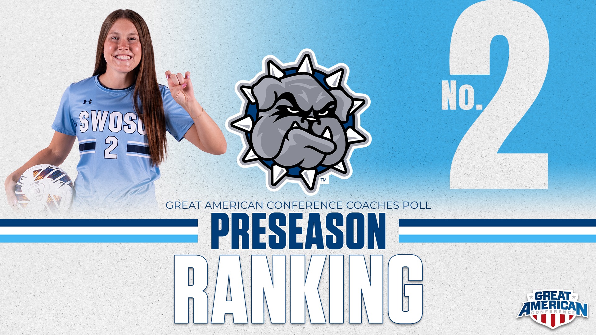 Soccer Graphic Showing Their Second Place Ranking in the Annual Preseason Poll