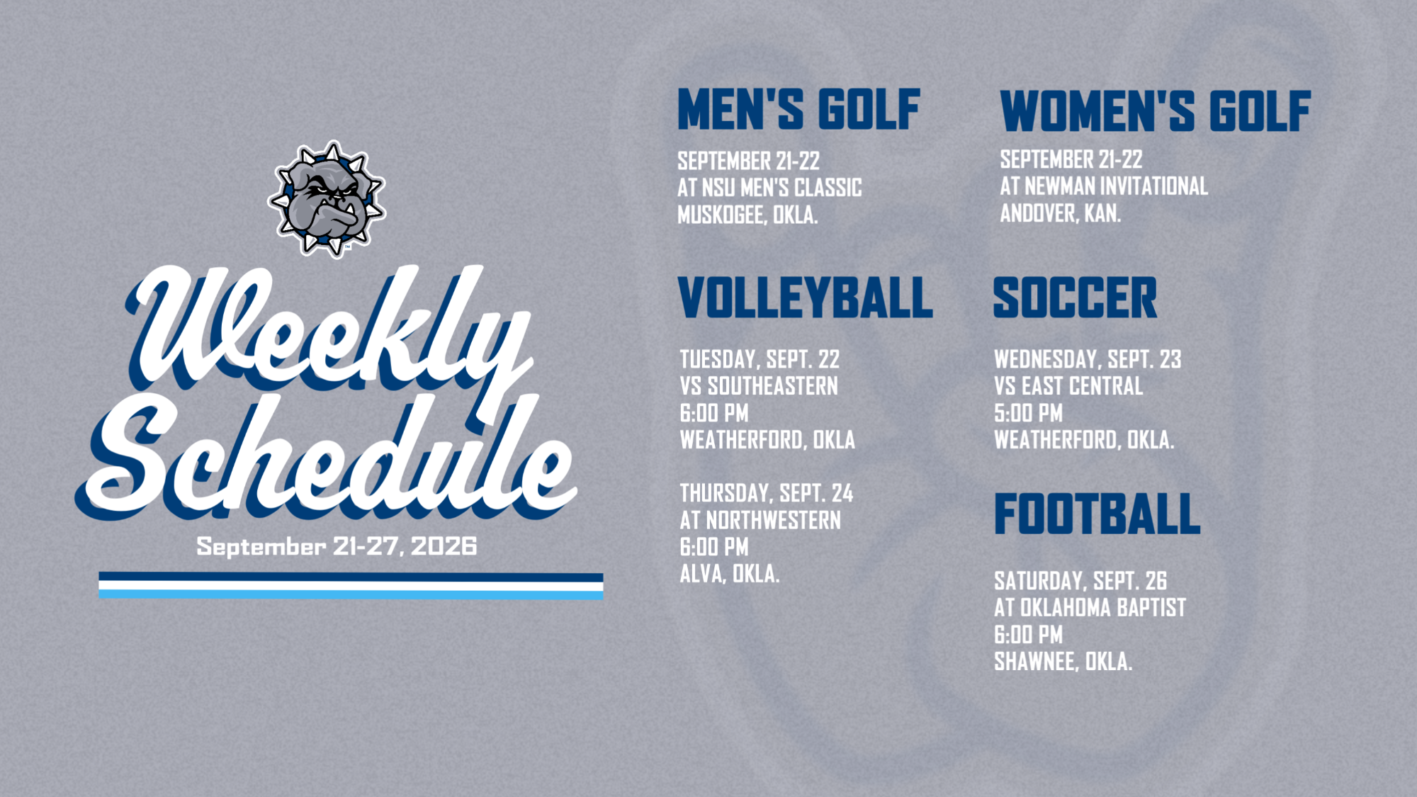 This week in SWOSU athletics Graphic