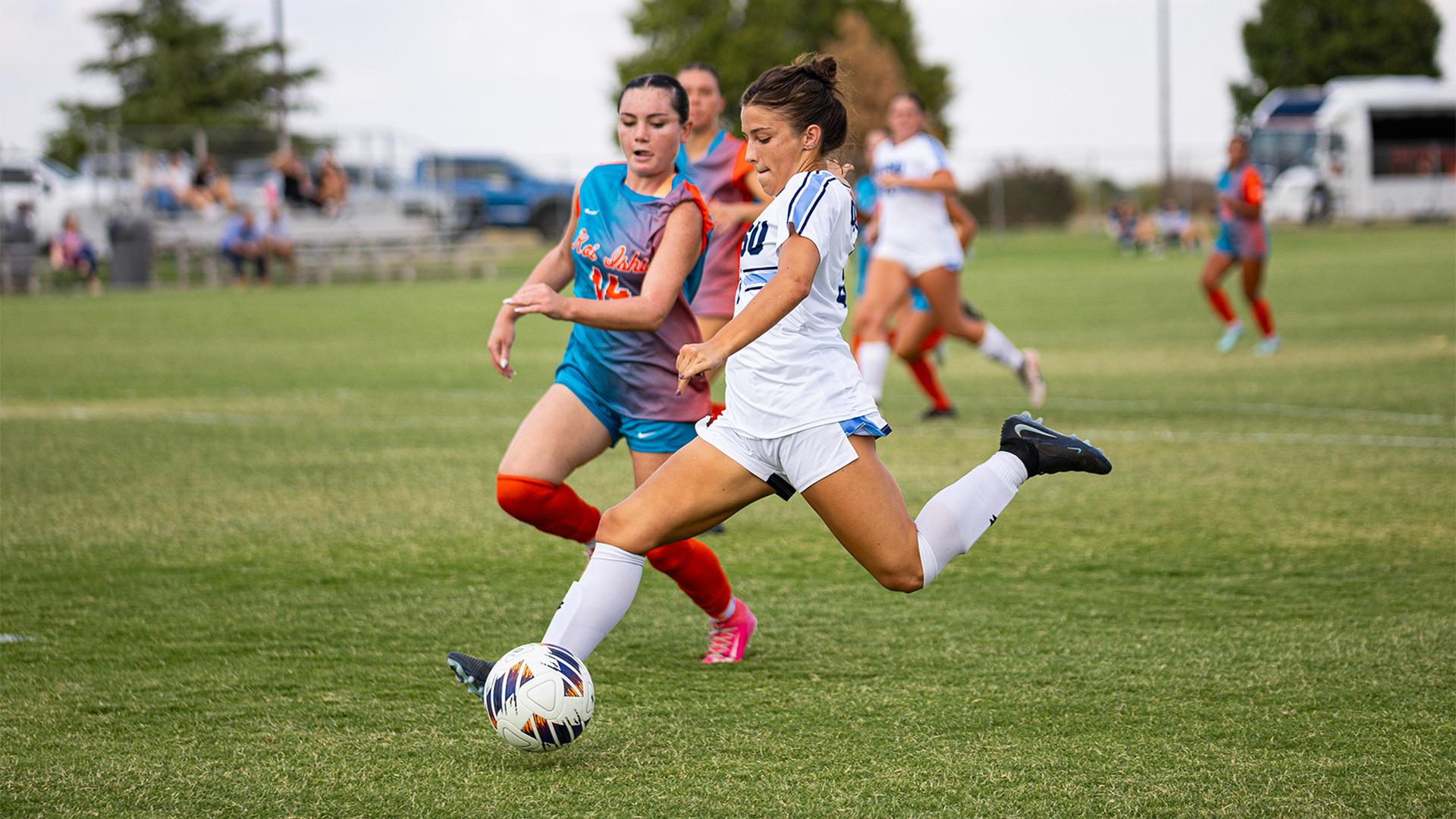 Braelee Epp prepares to strike the ball against ECU