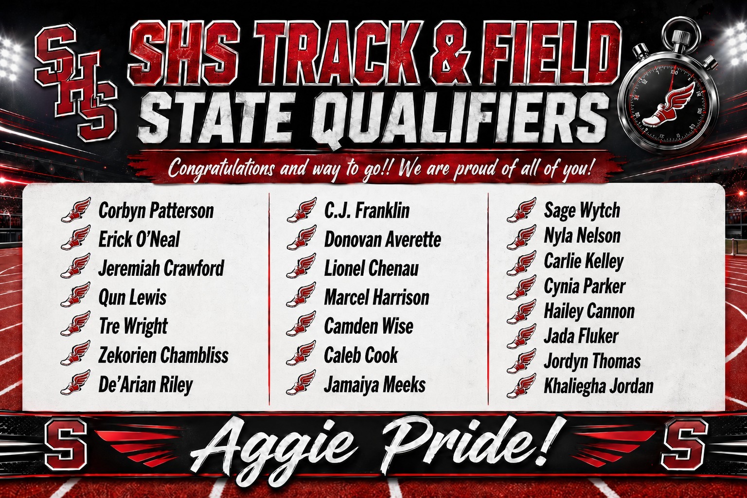SHS Track and Field State Qualifiers
