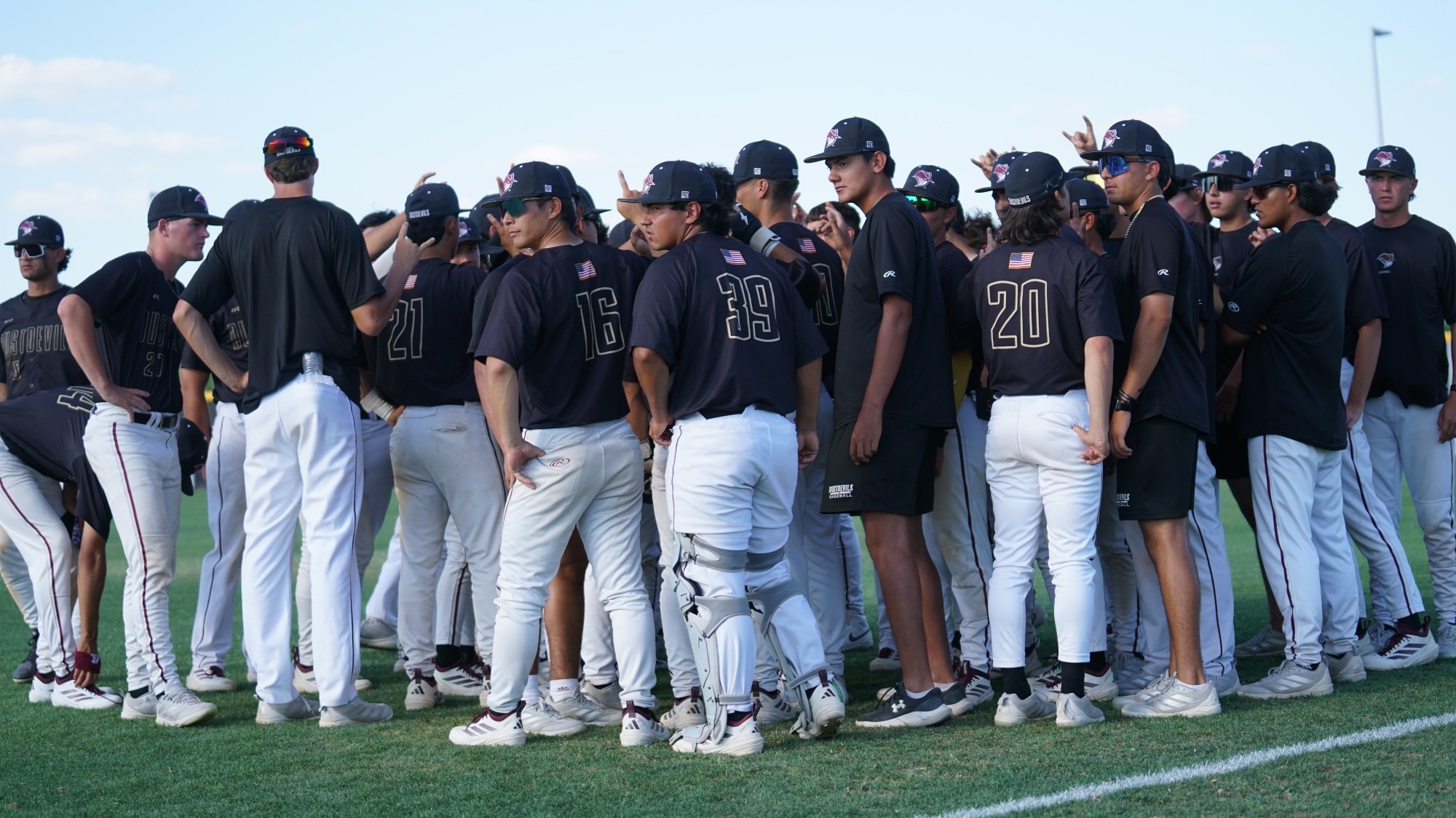 Dustdevils Baseball Huddles together after a tough loss