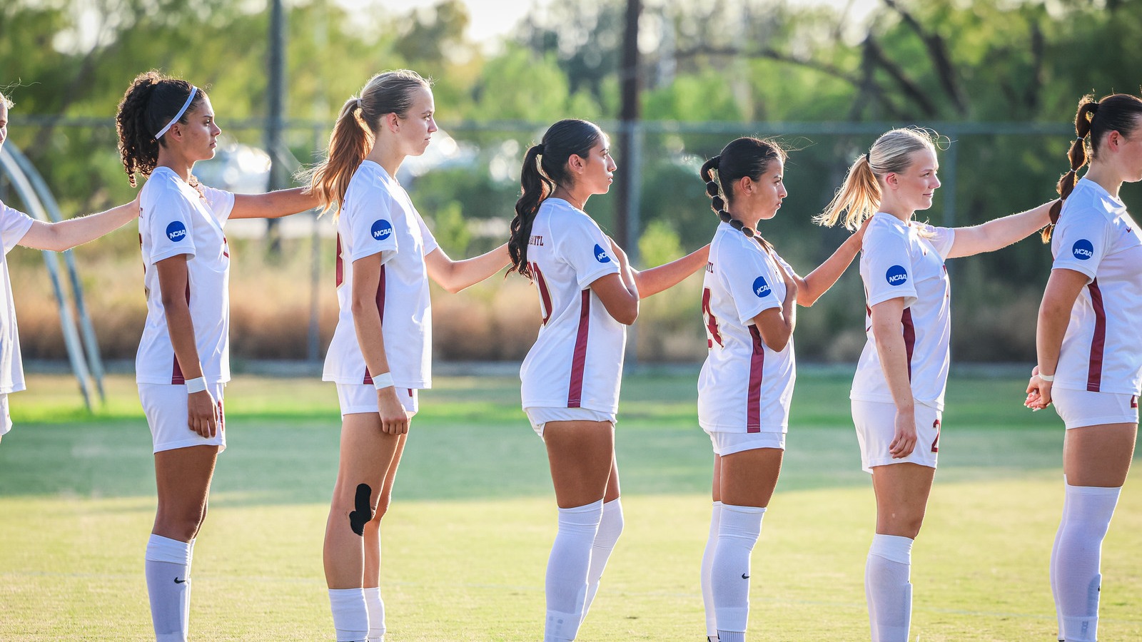TAMIU Women's Soccer Observe the National Anthem