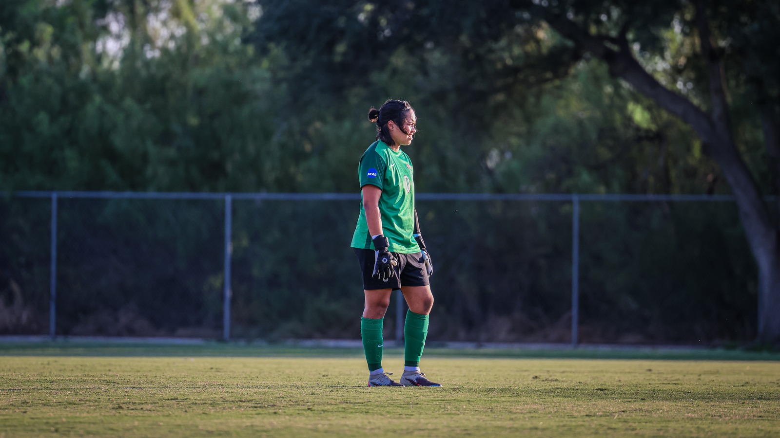 Maria Melendez Looks on From Goalkeeper Position
