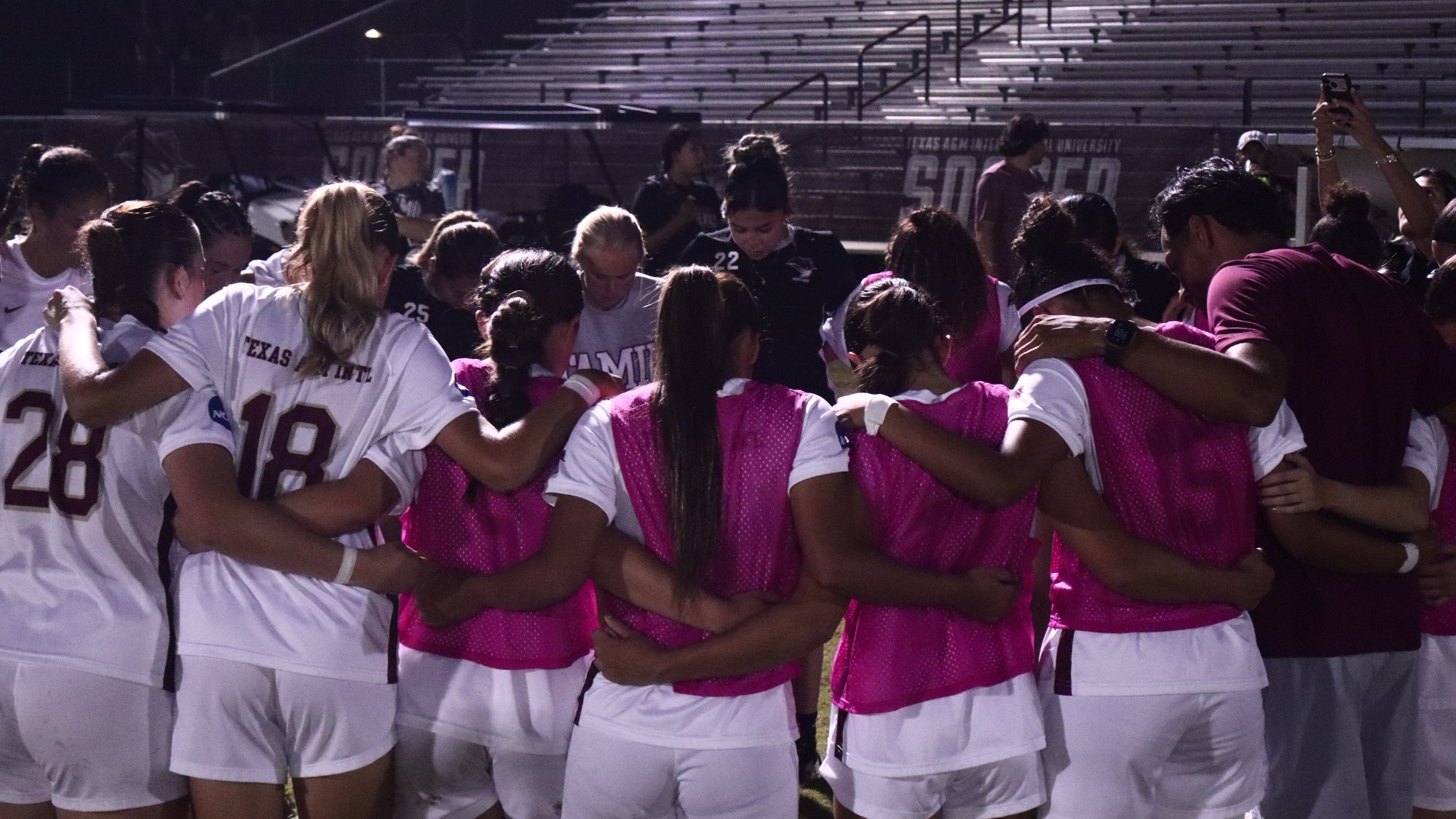 TAMIU Women's Soccer Huddle Together