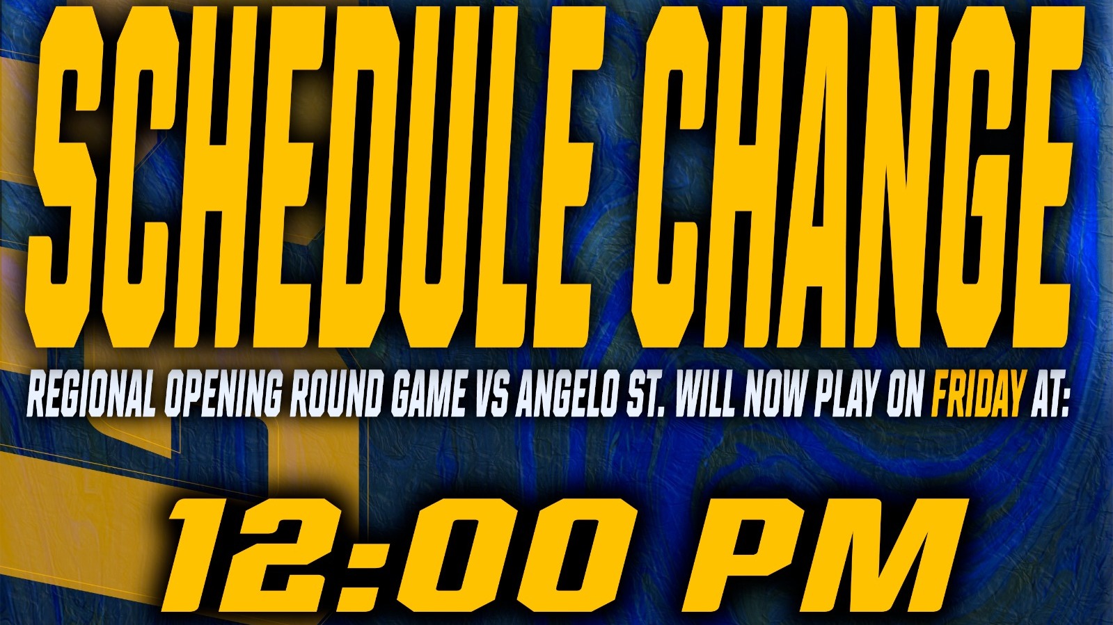 SB Regional Opening Round Schedule Change