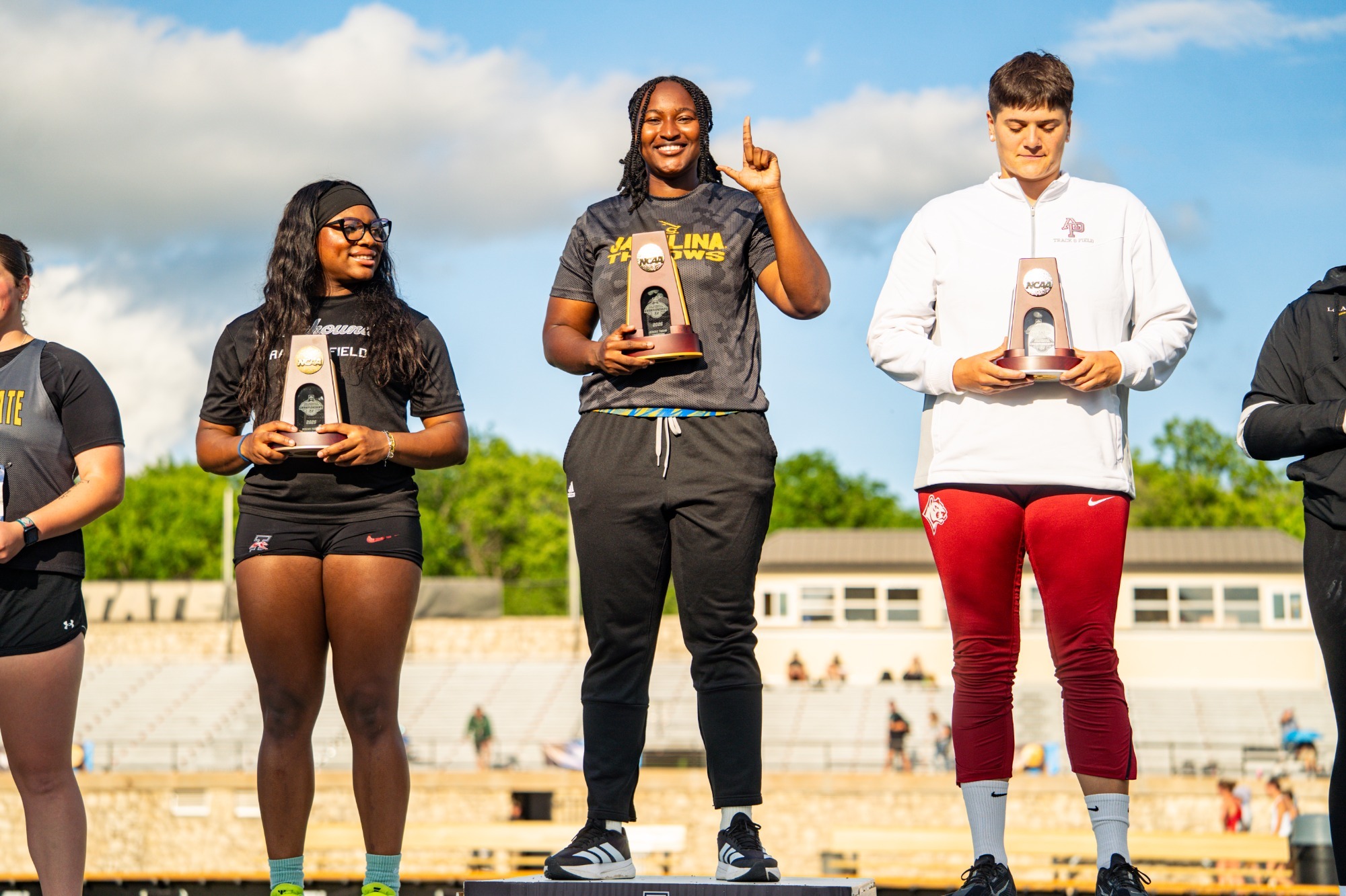 Yosiris Cordoba on podium after 2026 National Championship finish in women's discus