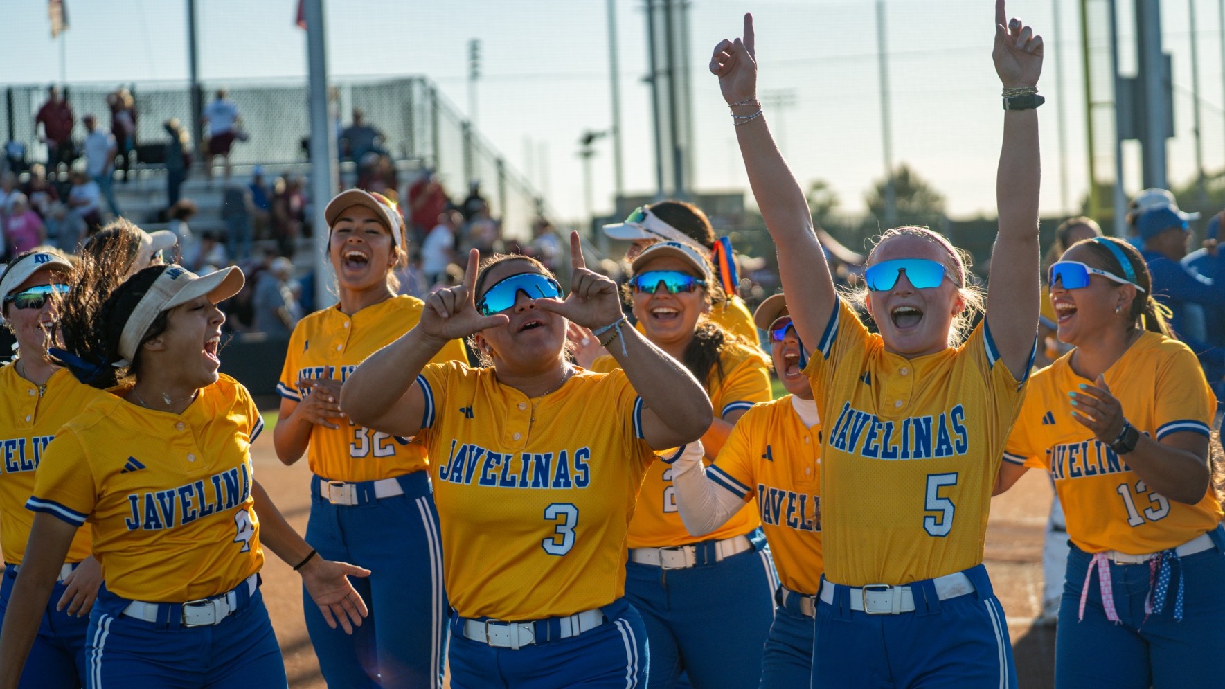 Softball Team Celly after LSC Tournament Semis