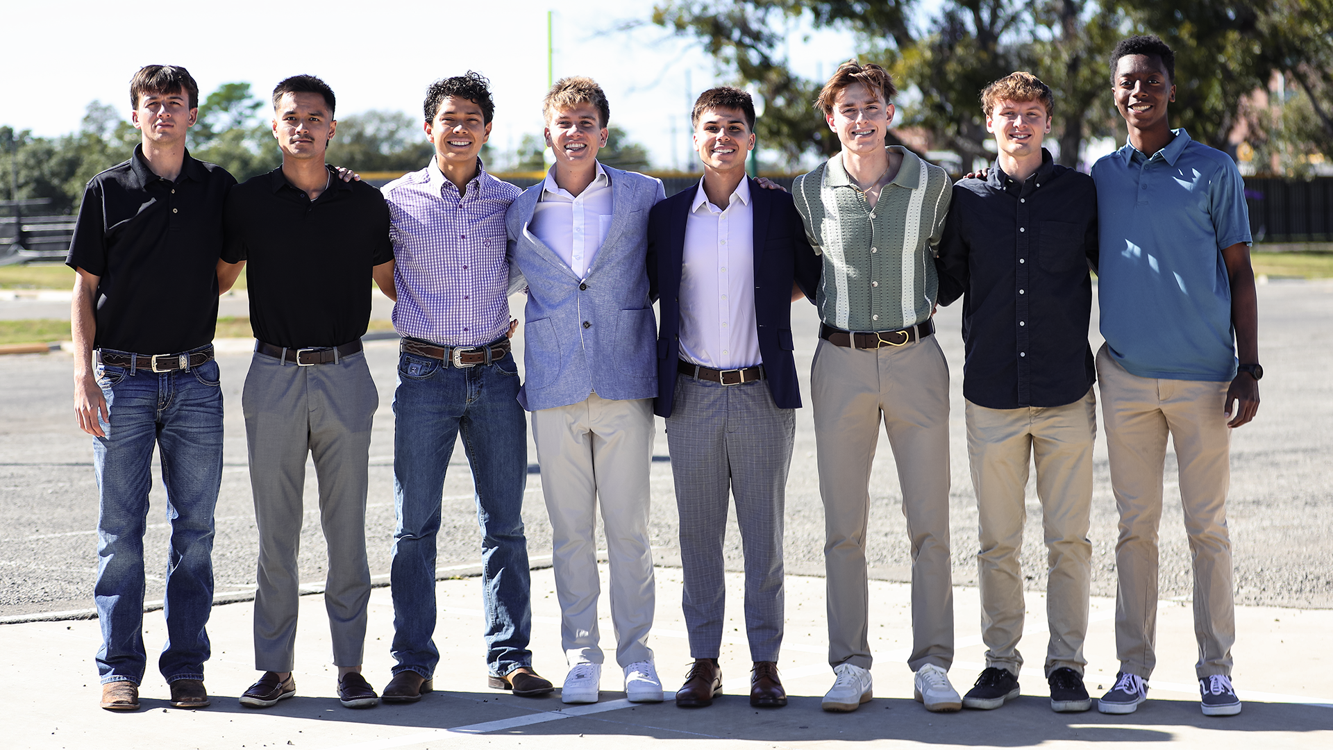 Tarleton State Cross Country Men's team picture in business attire (Photo used Oct. 30)