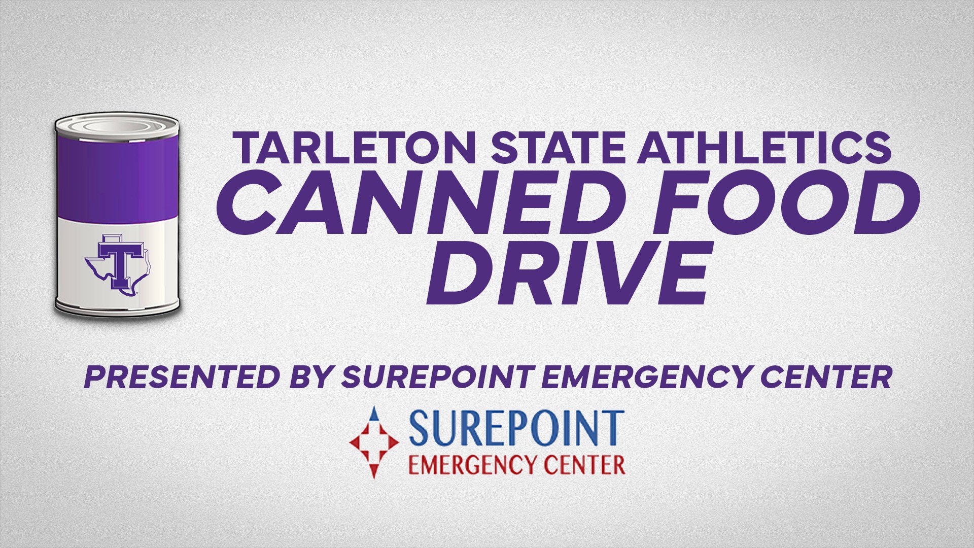 Graphic Promoting Tarleton State Athletics Canned Food Drive 2025