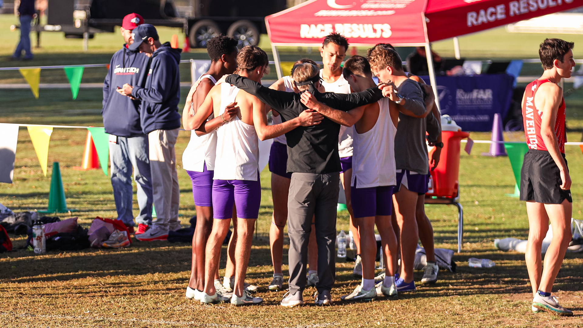 Tarleton State Men's Cross Country group huddle (Photo Used Nov. 13)