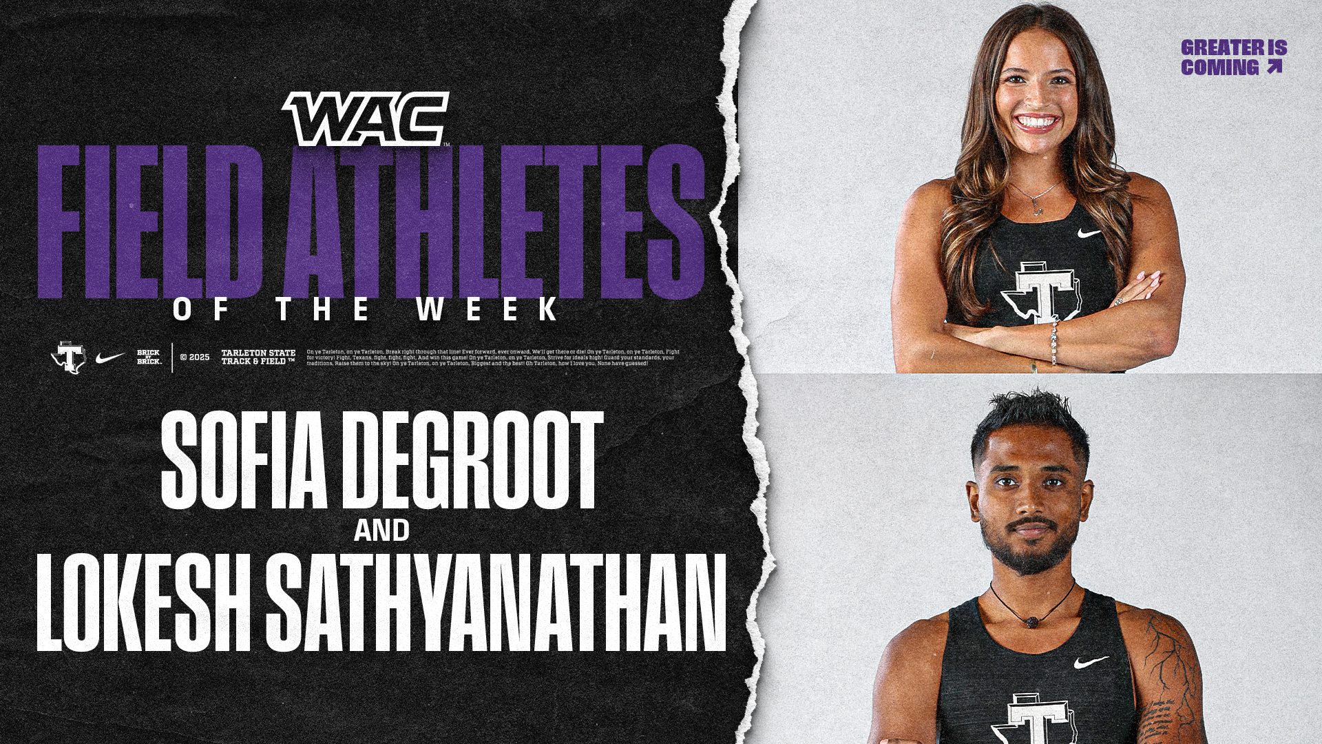 Lokesh Sathyanathan and Sofia DeGroot named WAC Field Athletes of the Week