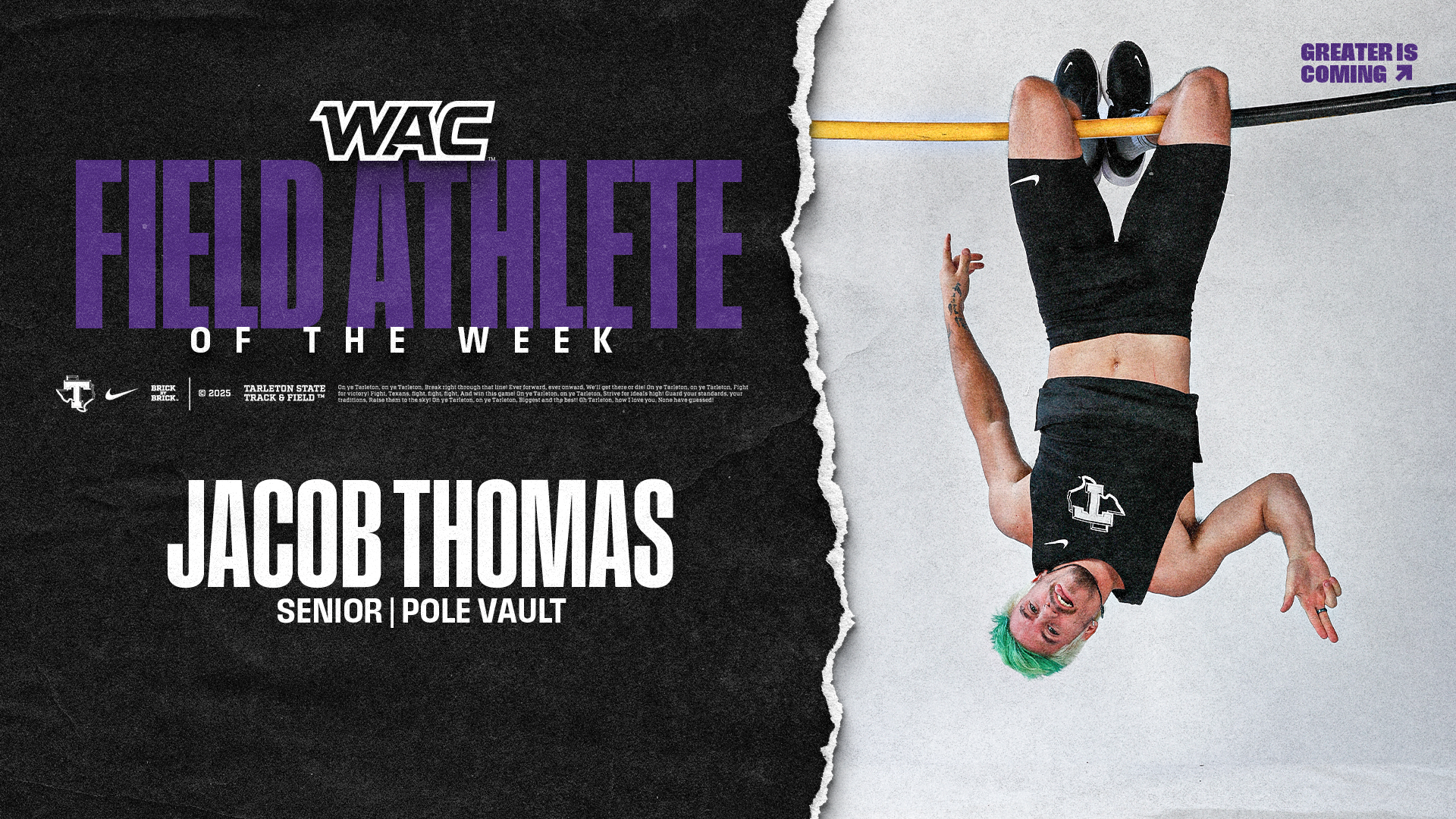 Jacob Thomas WAC Men's Field Athlete of the Week Graphic