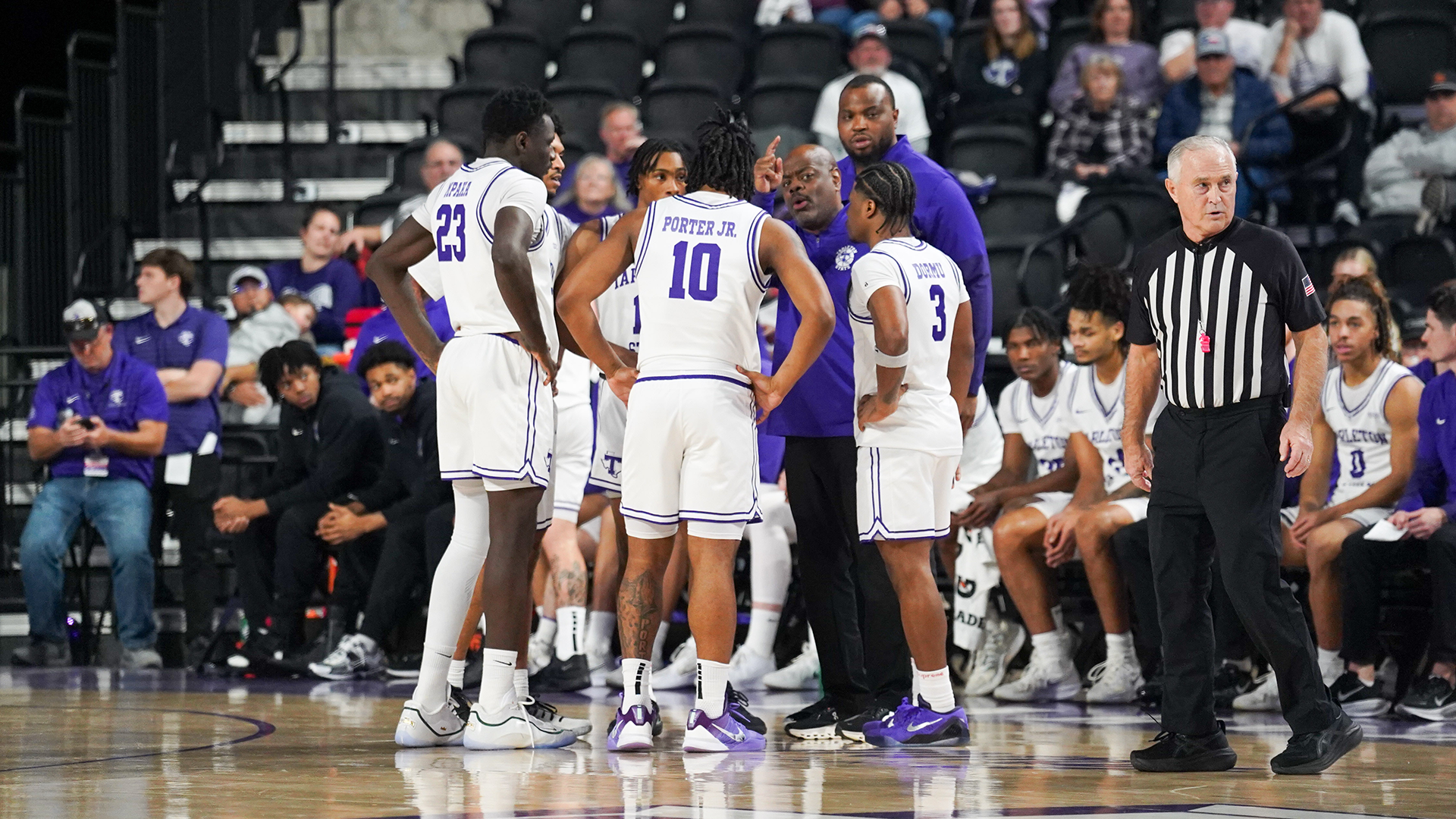 Tarleton State Men's Basketball huddle