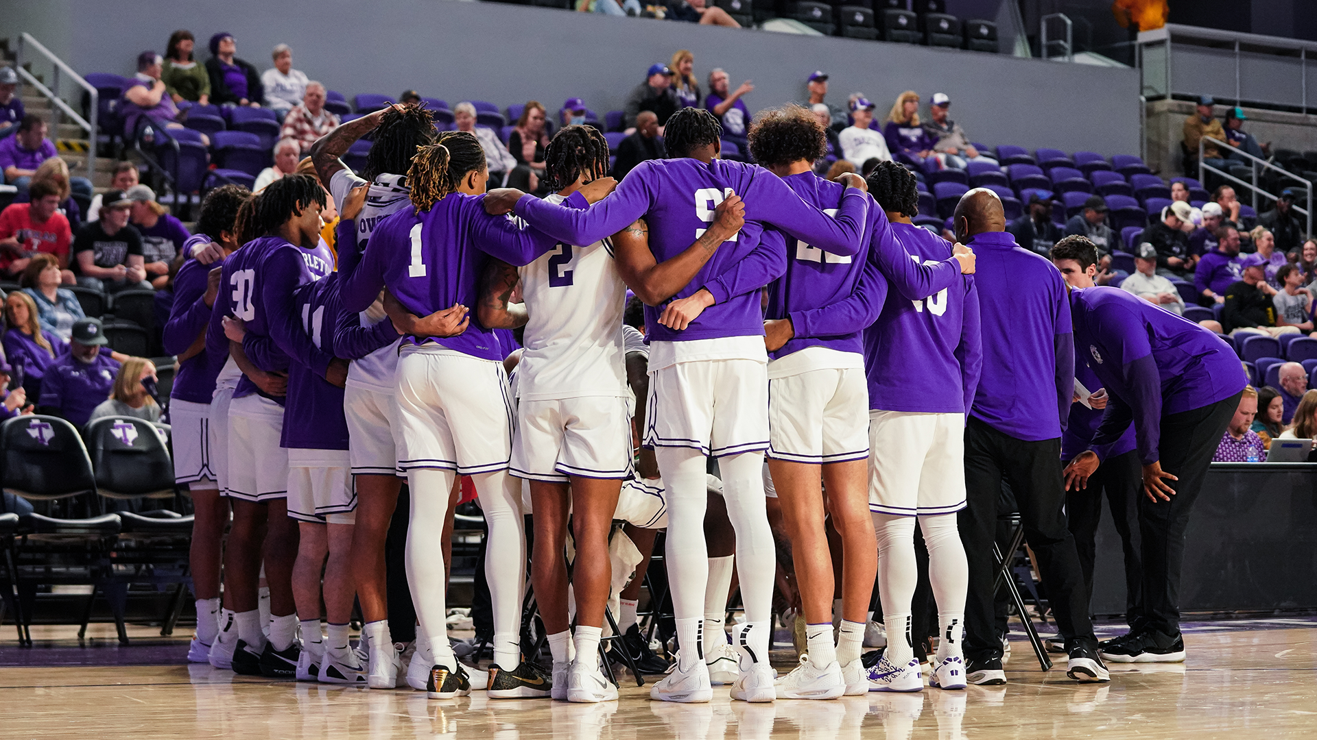 Tarleton State Men's Basketball huddle