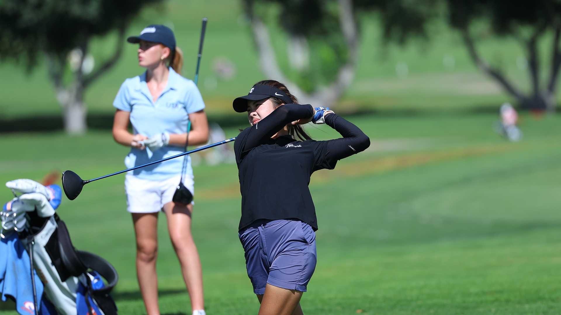 Tarleton State's Gina Chen teeing off at the Golf Iconic Classic