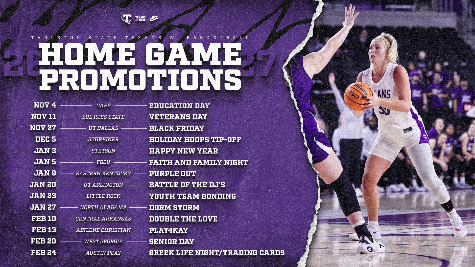 Tarleton State Women's Basketball Promotional Graphic 1920x1080 1 (Oct. 22, 2026)