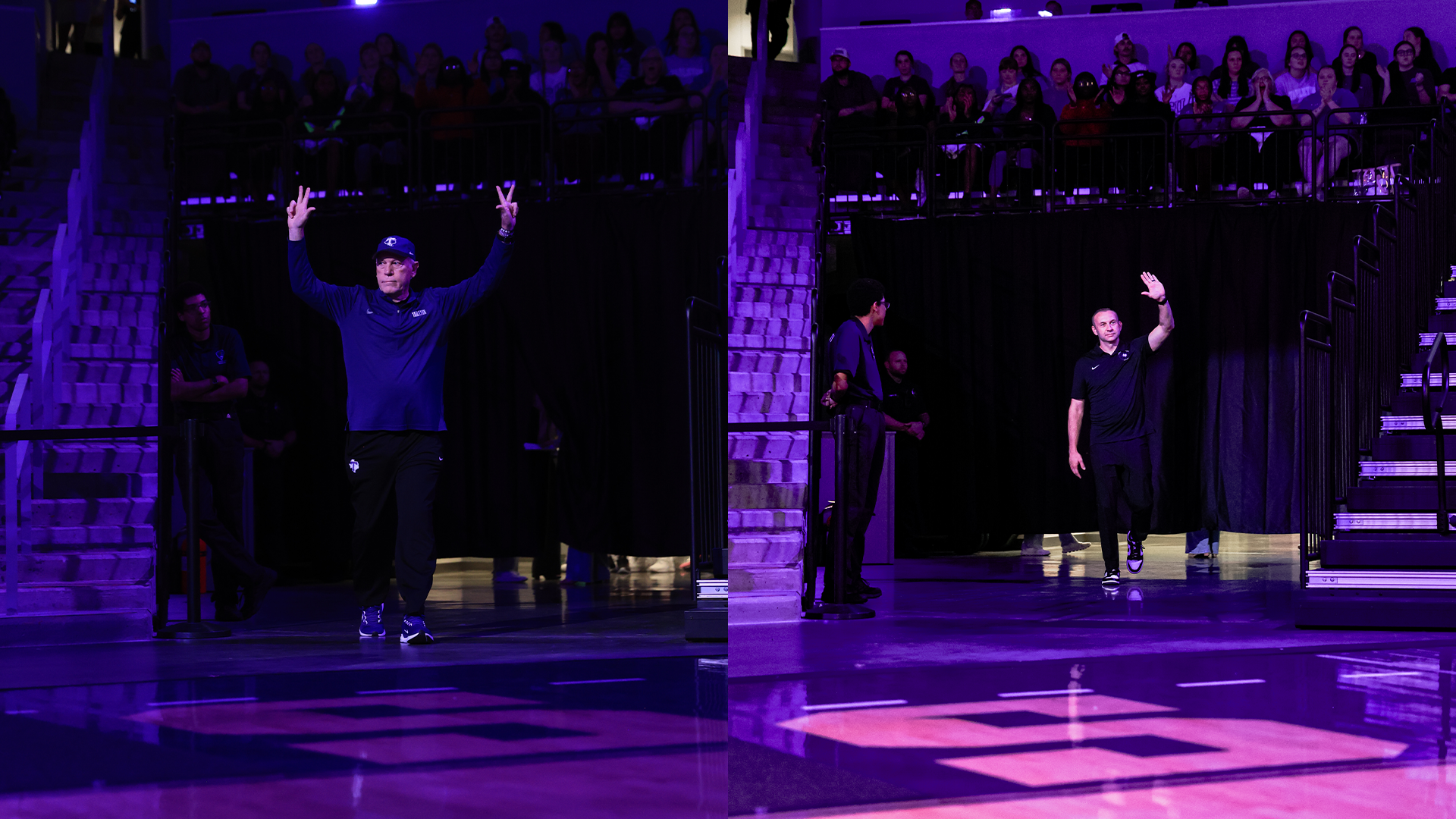 Coach Brock, Coach Haut walking out at Midnight Madness