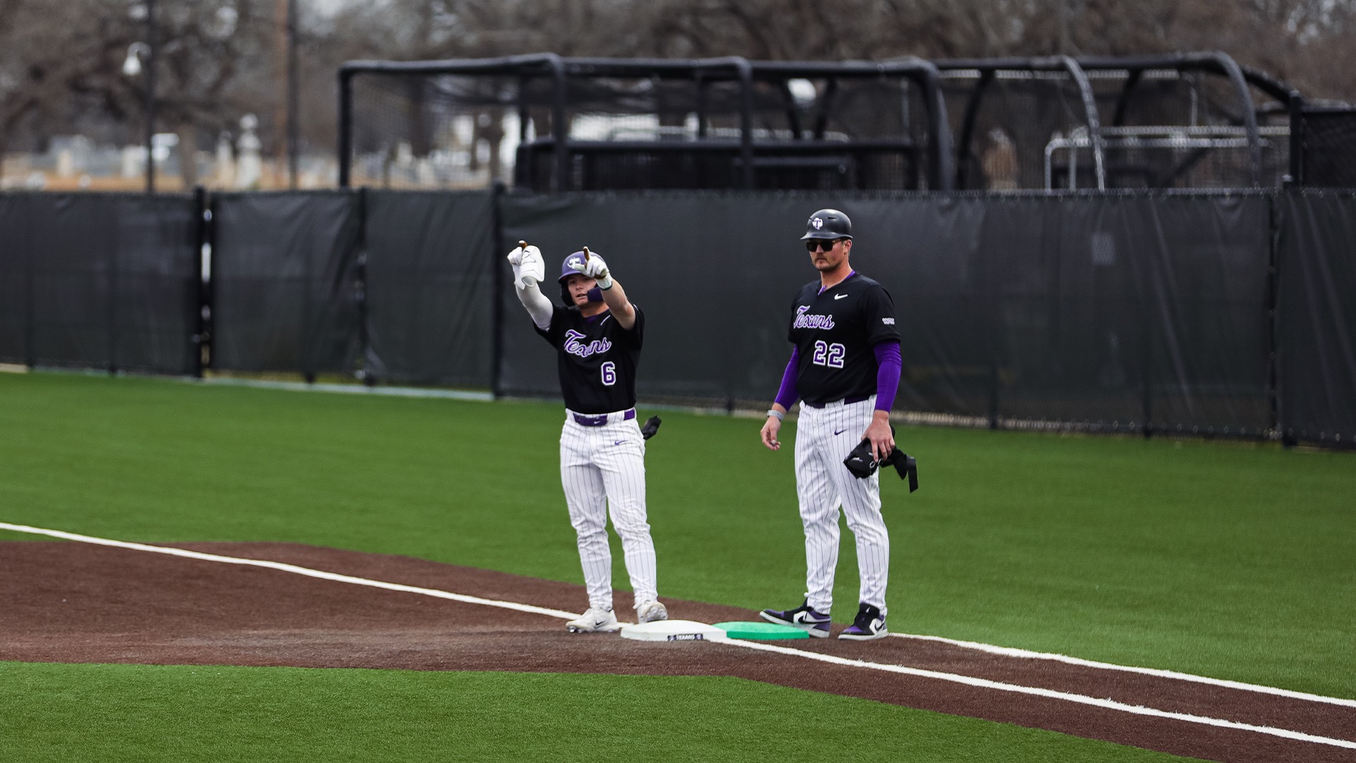 Carson Lorch celebrates after big hit against South Dakota State on Feb. 20, 2026 