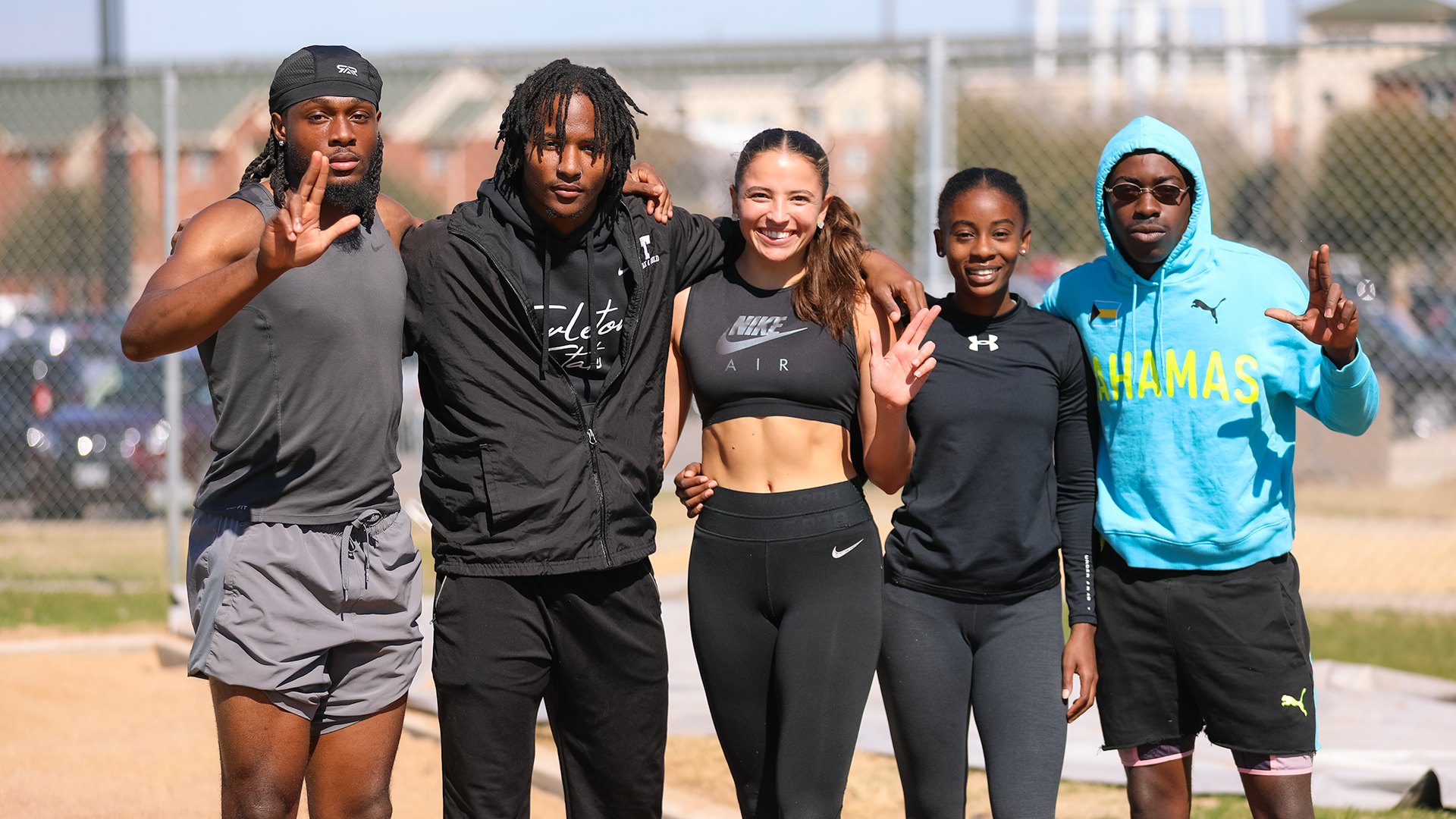Tarleton State Jumpers posing for a picture at practice
