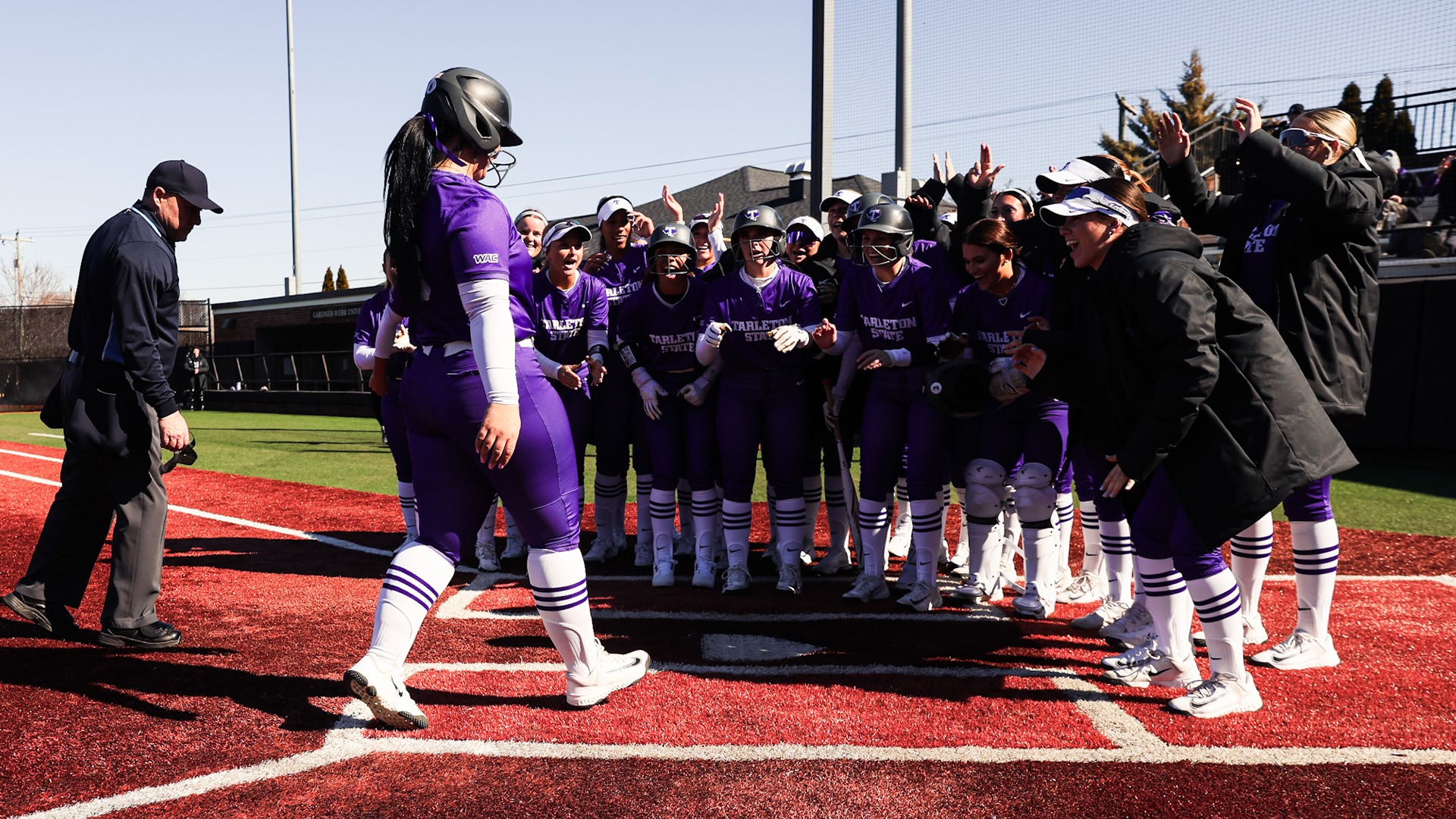Braylin Pannill crossing home plate after hitting the first home run of the 2026 season.