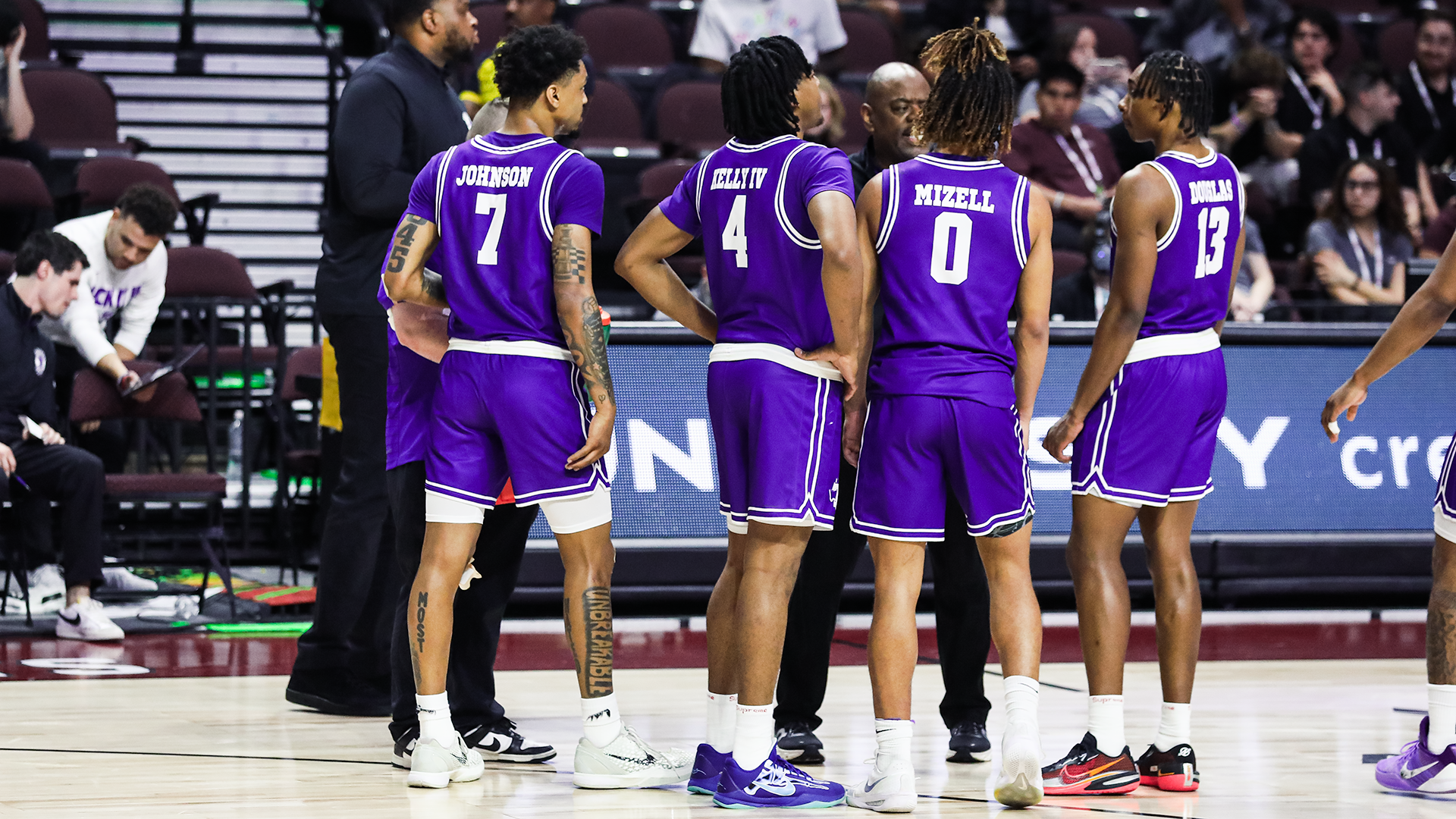 Tarleton State Men's Basketball huddle