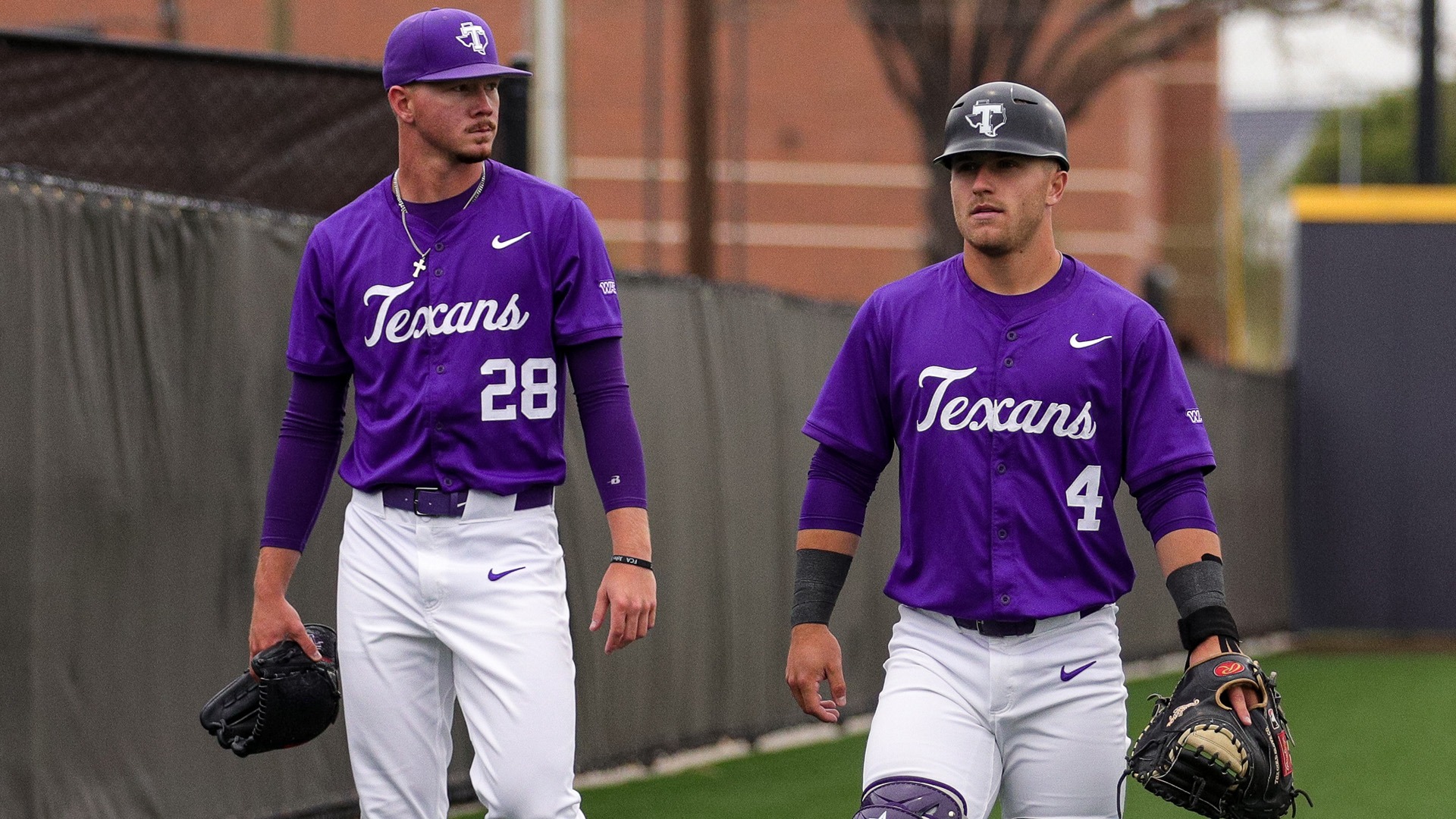 Cort Lowry and Brady Englett Walk Together for Tarleton State Baseball (Photo Used April 1, 2026)