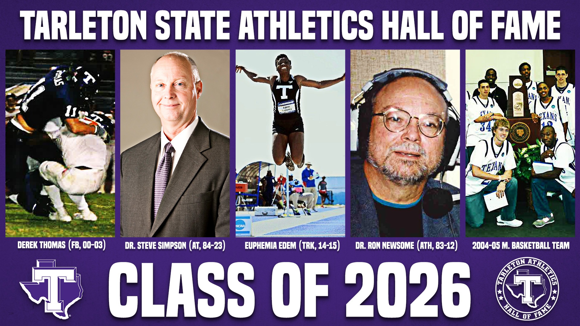 Tarleton State Athletics Hall of Fame Class 2026 (Graphic Updated April 18, 2026)