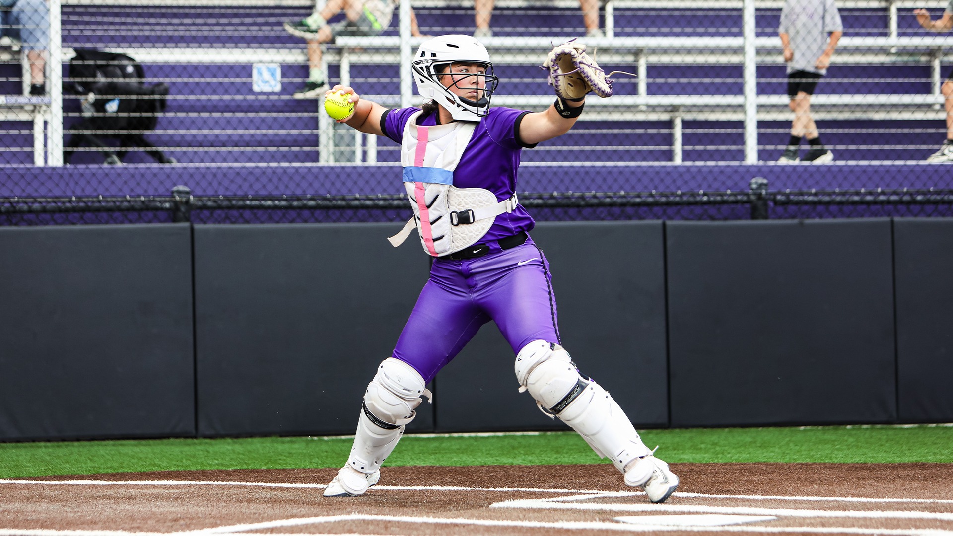 Macie Vickers warming up catching