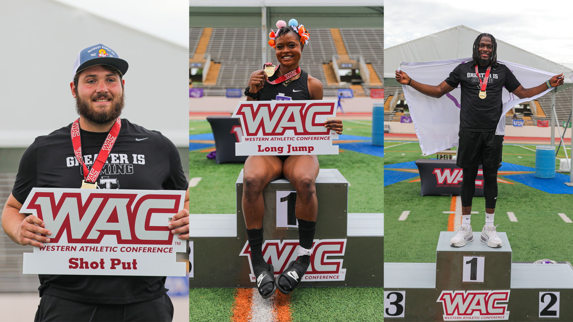 Mason Hill, Prestina Ochonogor and Jalen Cadet podium photos