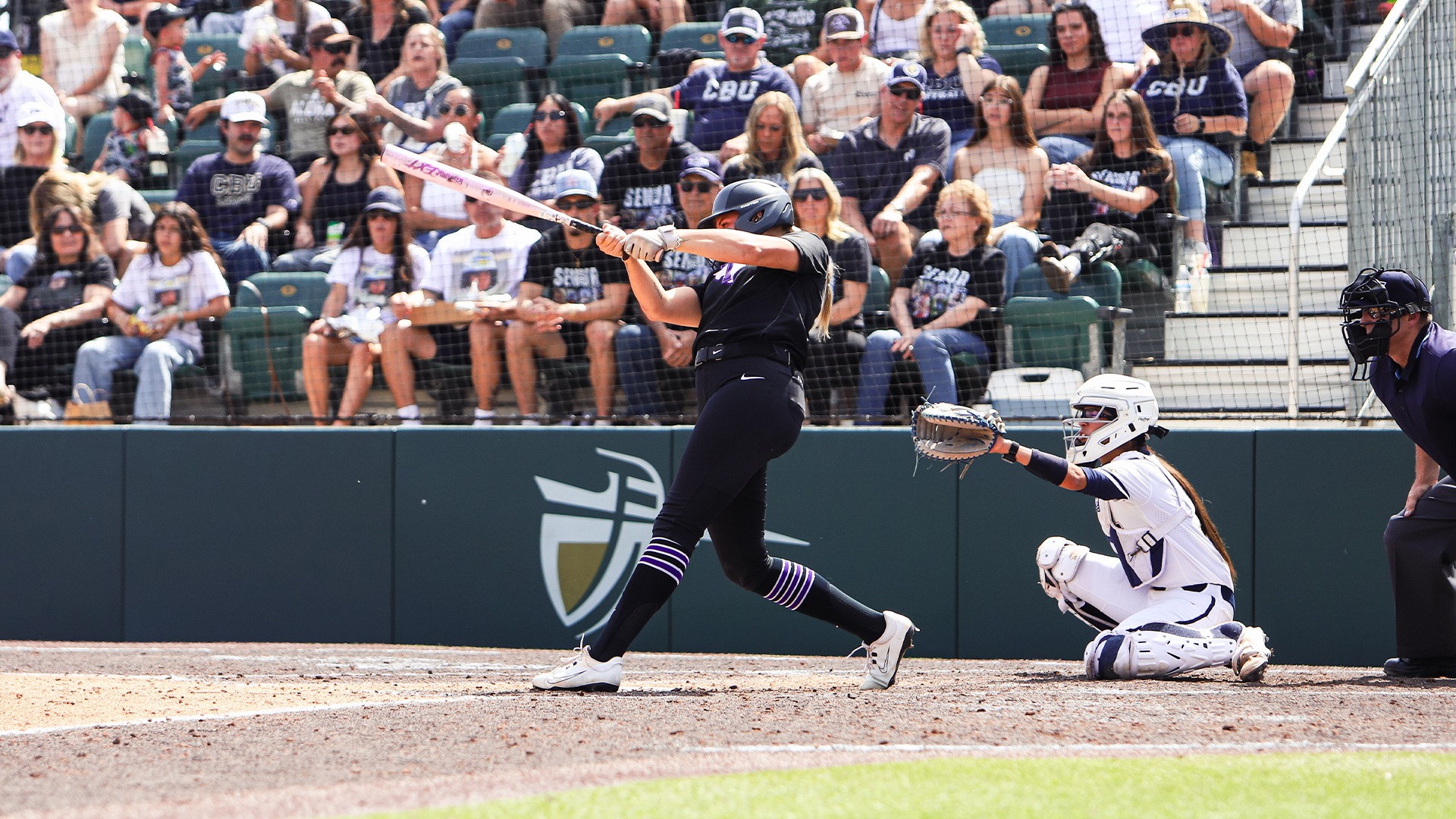 Casey Schultz hitting a homer at CBU
