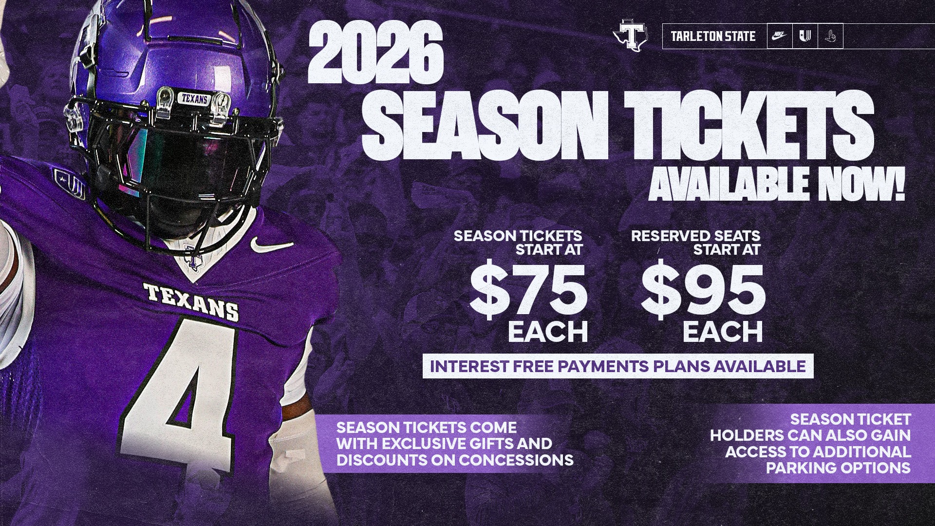 Tarleton State Football Season Tickets 2026 (May 5, 2026)