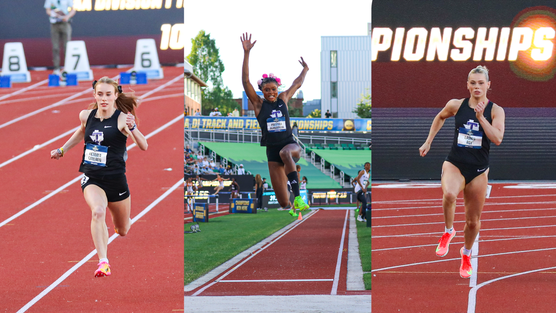 Victoria Cameron, Prestina Ochonogor competing at the NCAA Championships