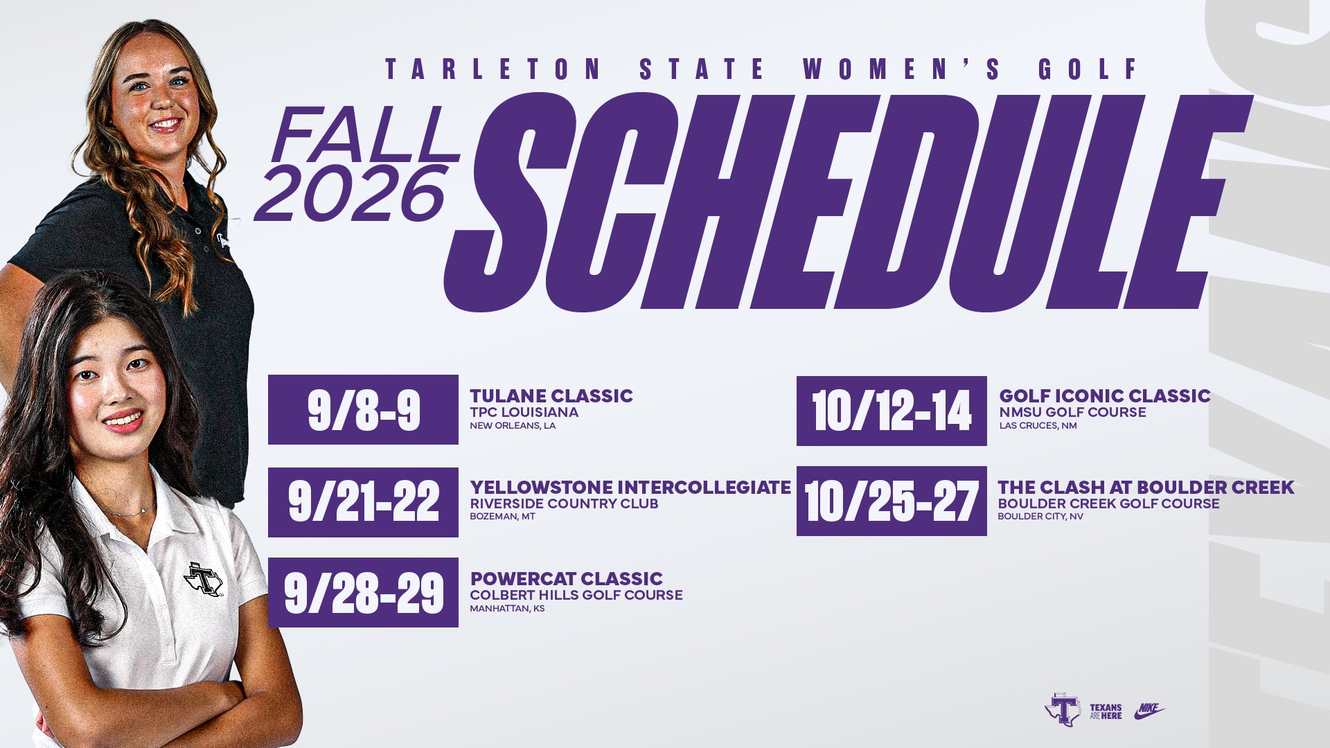 2026 Women's Golf Fall Schedule
