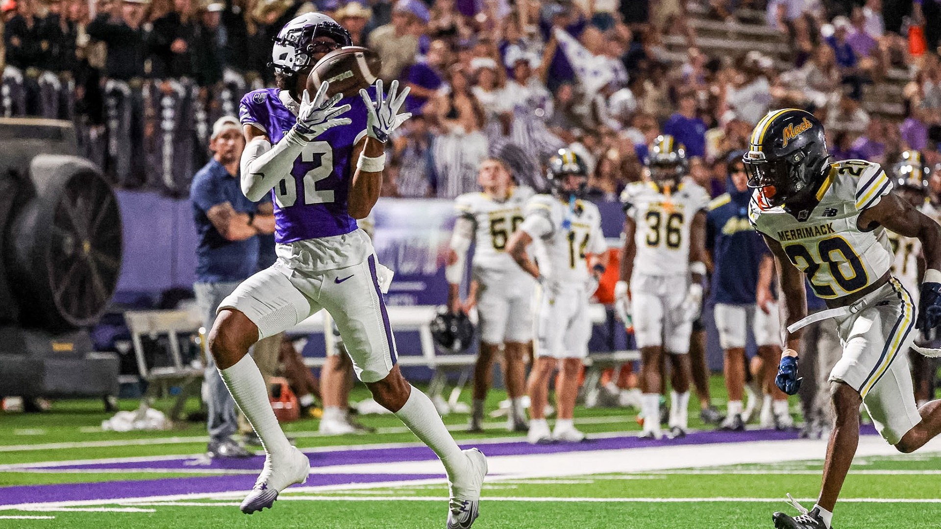 Tarleton State Football's Cydd Ford Catches a Touchdown Against Merrimack on Sept. 19, 2026